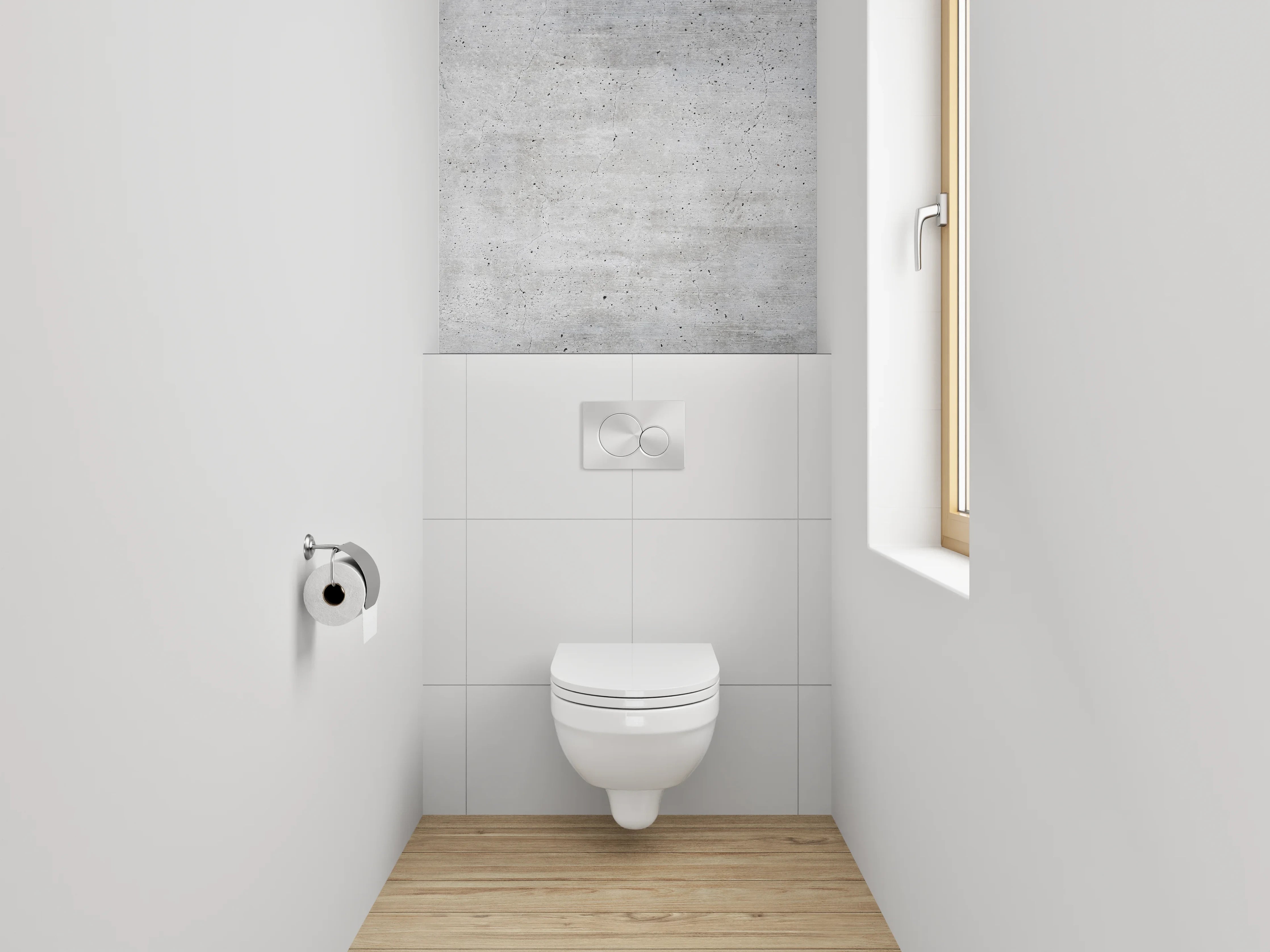 WC-Rückwand - Grauweißes Minimalismus-Flair in Beton