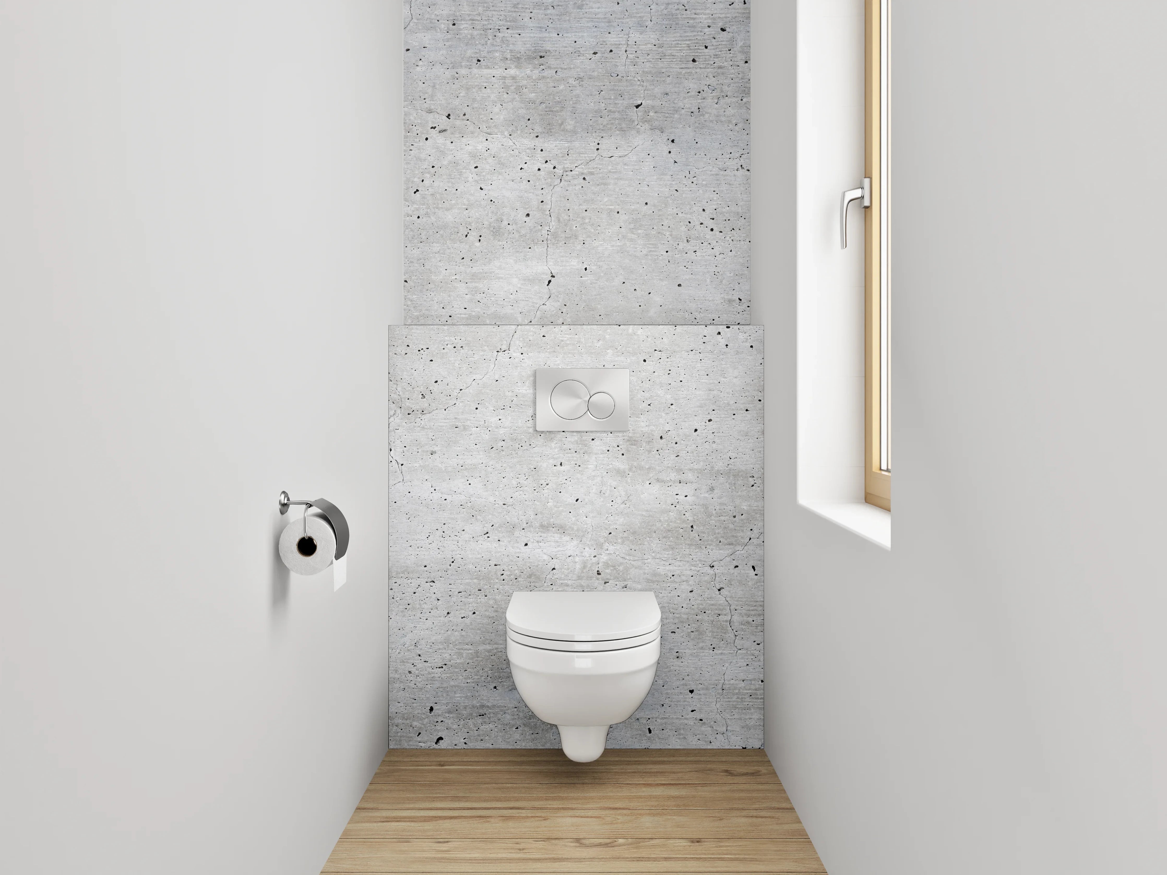 WC-Rückwand - Grauweißes Minimalismus-Flair in Beton