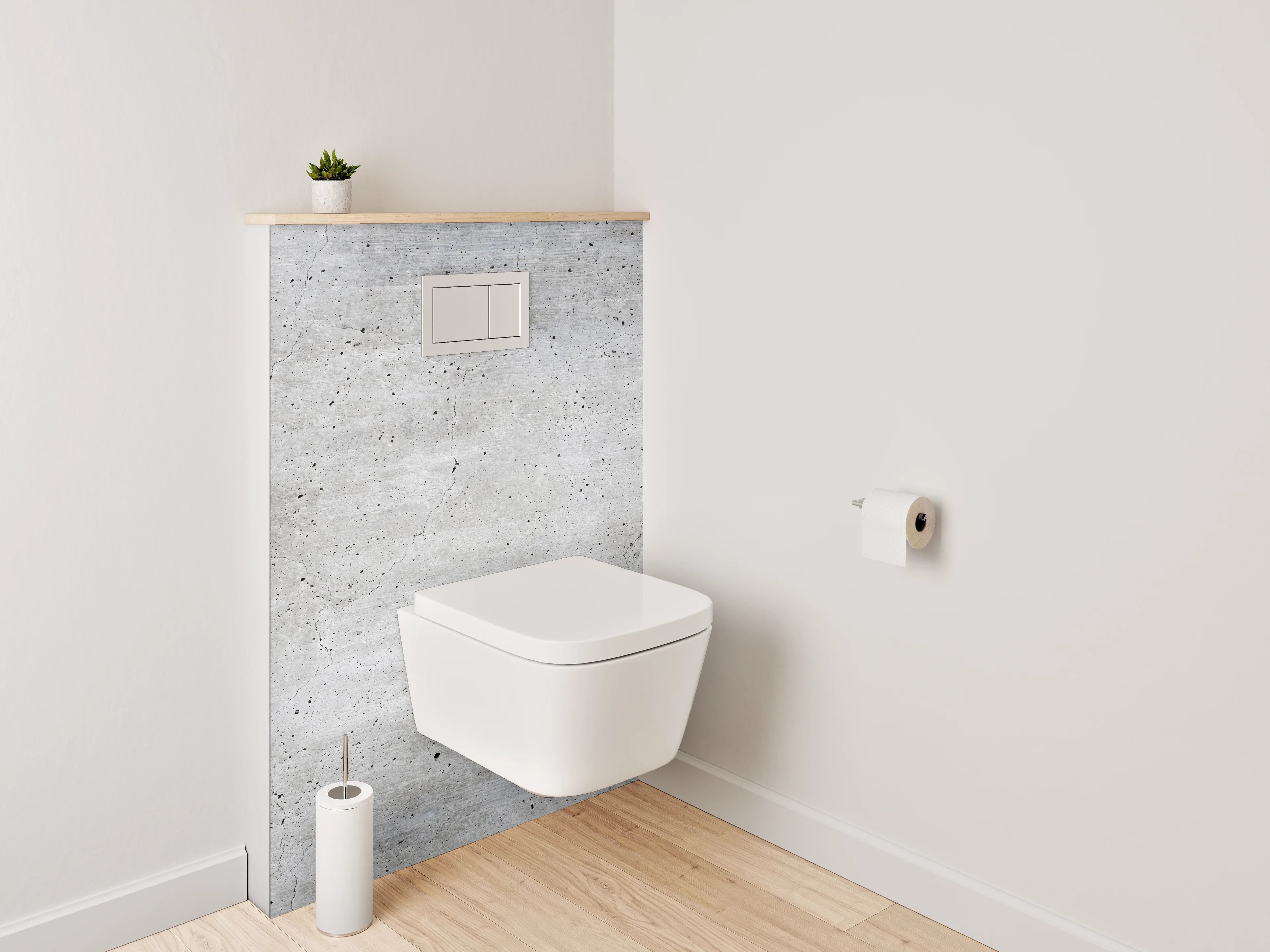 WC-Rückwand - Grauweißes Minimalismus-Flair in Beton