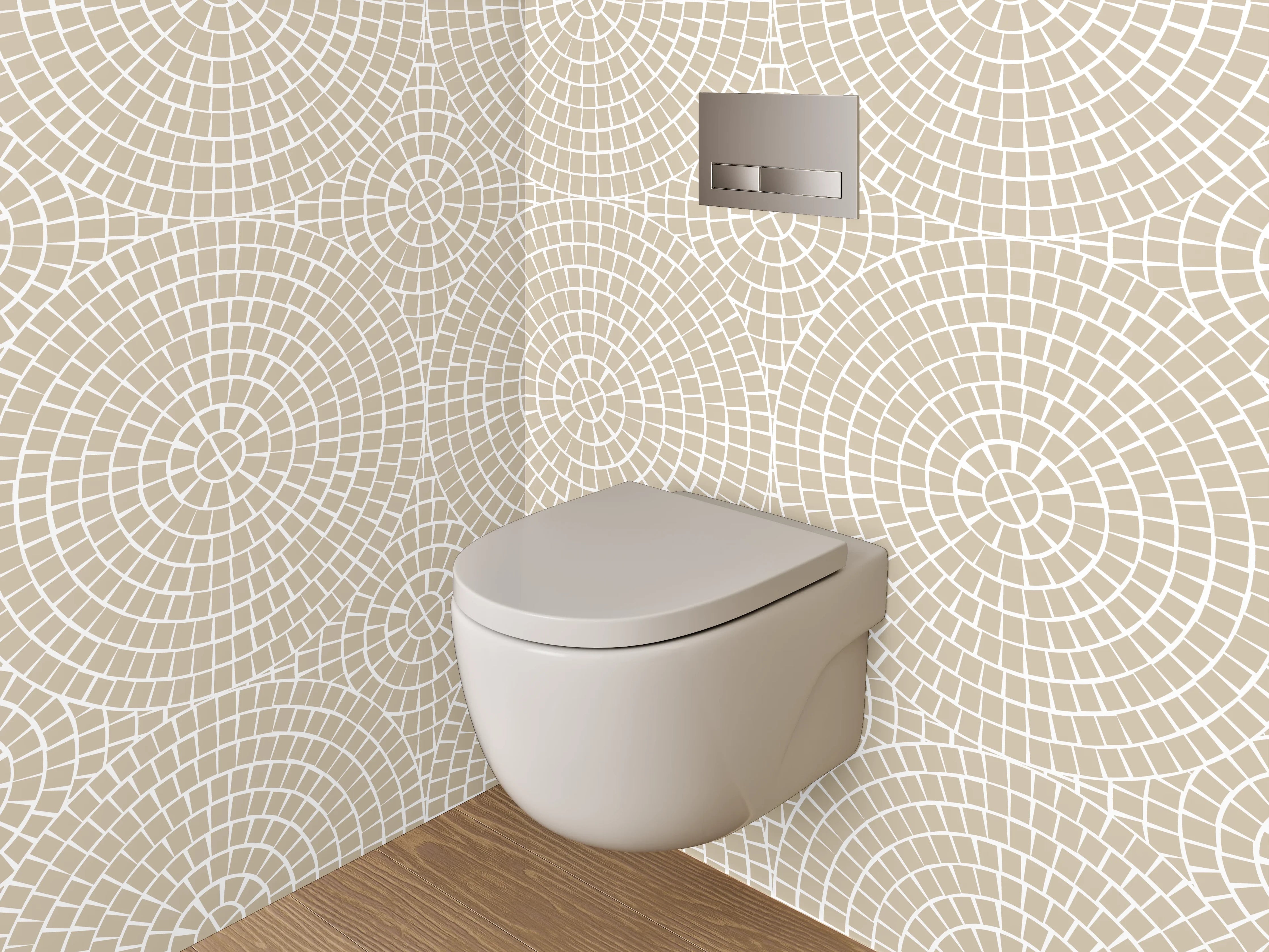 WC-Rückwand - Grauweißes Vintage-Geometrie-Design