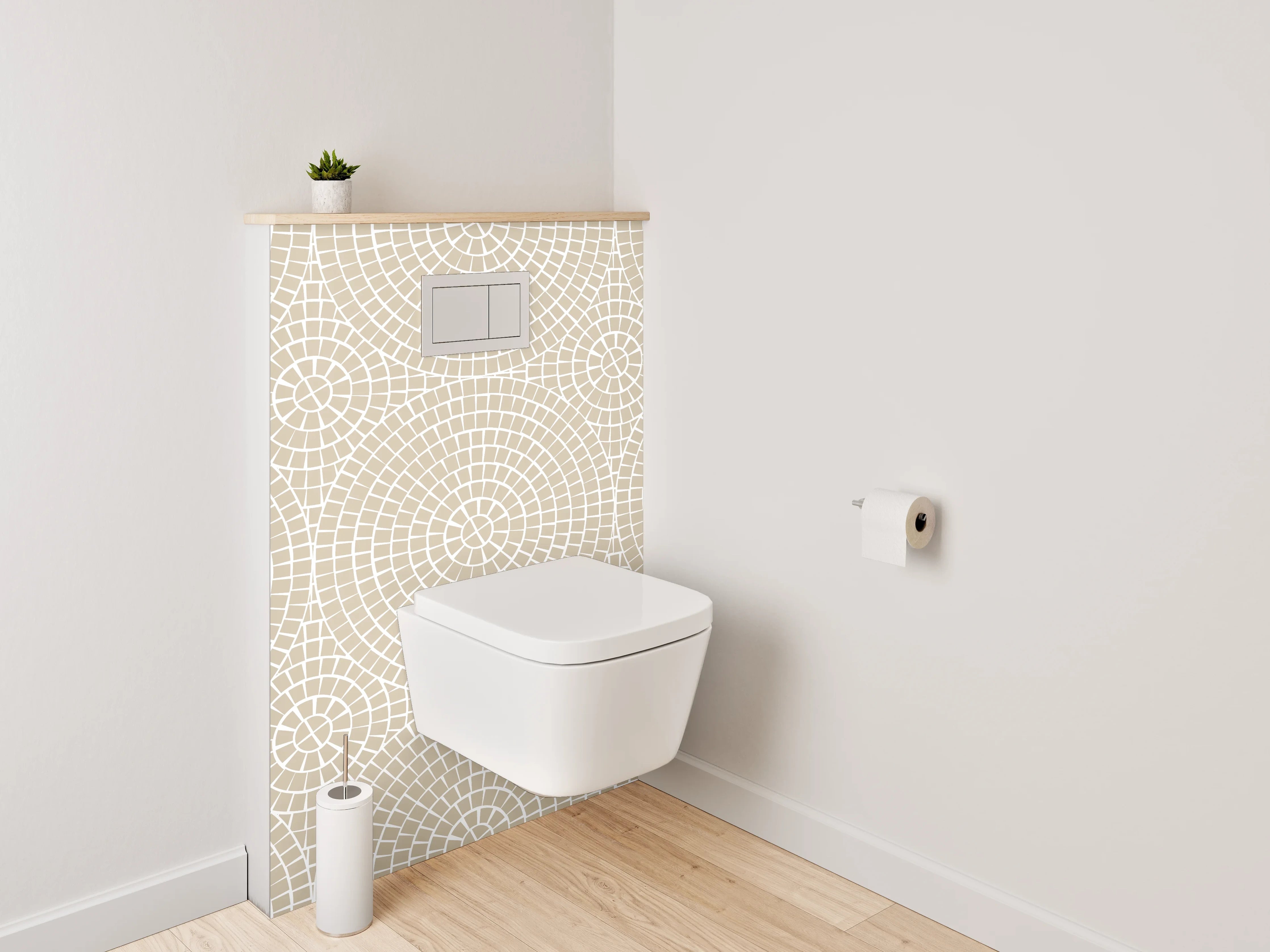 WC-Rückwand - Grauweißes Vintage-Geometrie-Design