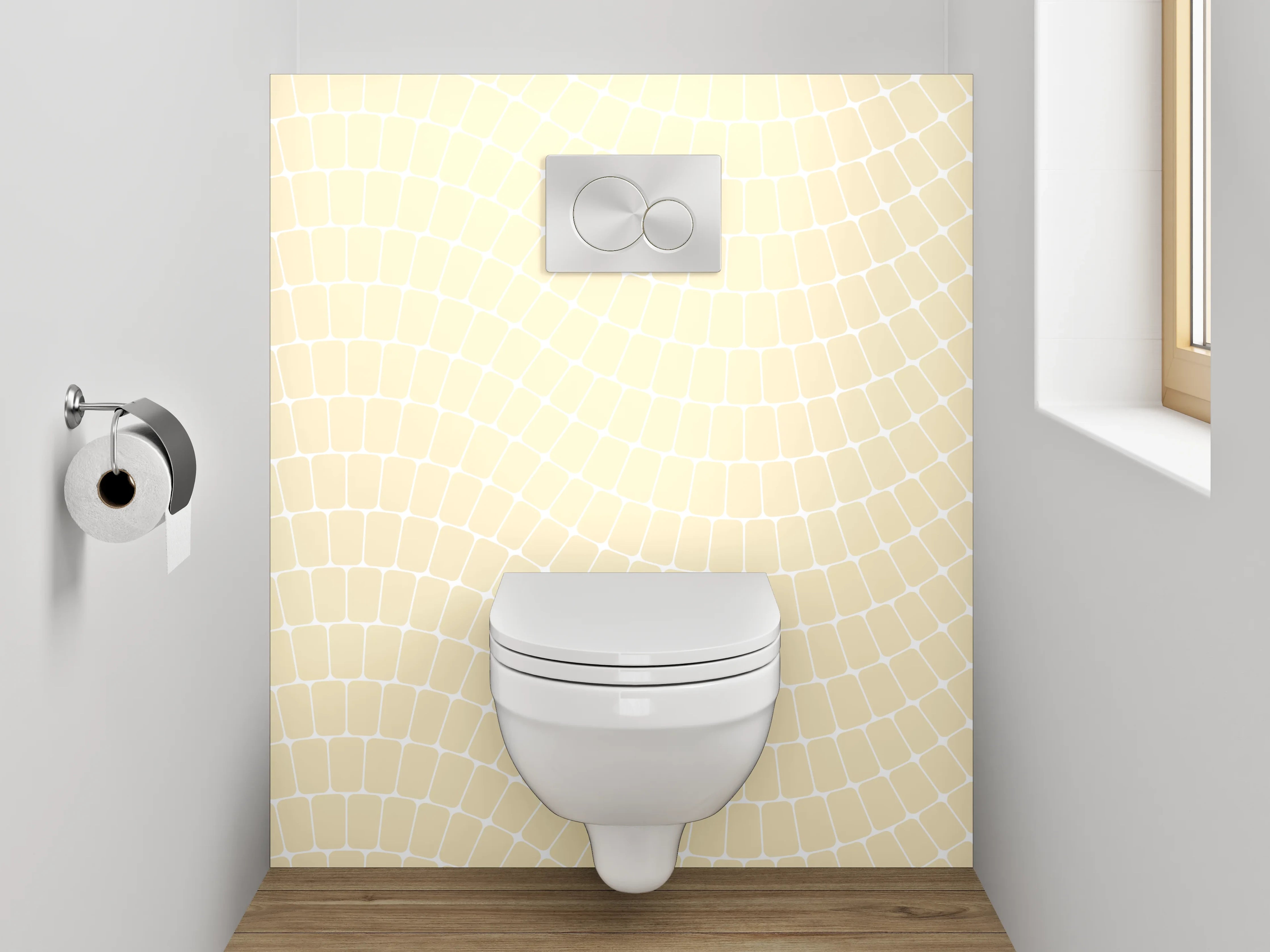 WC-Rückwand - Grauweißes Wellenmotiv in Minimaldesign