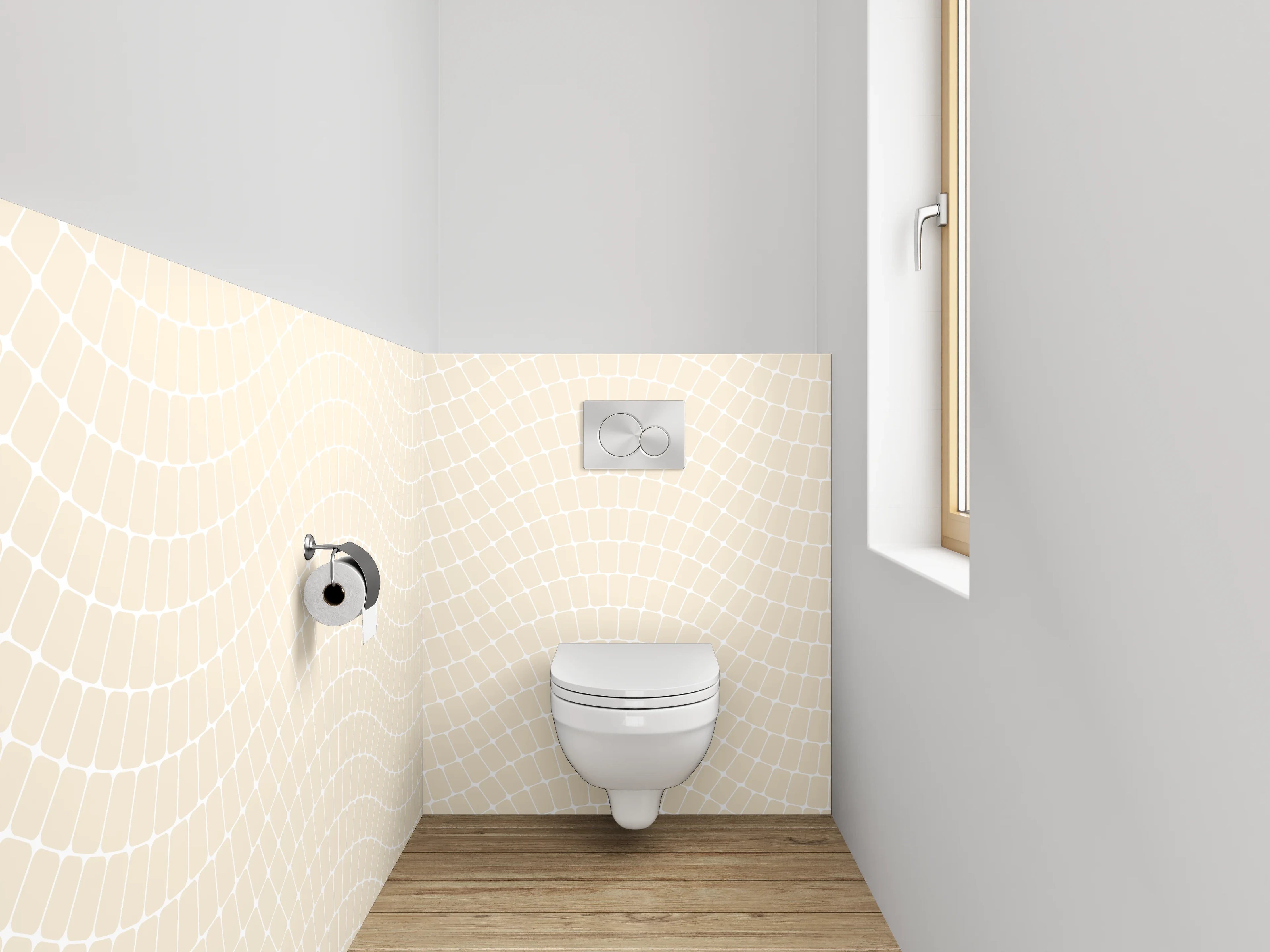 WC-Rückwand - Grauweißes Wellenmuster Puristisch