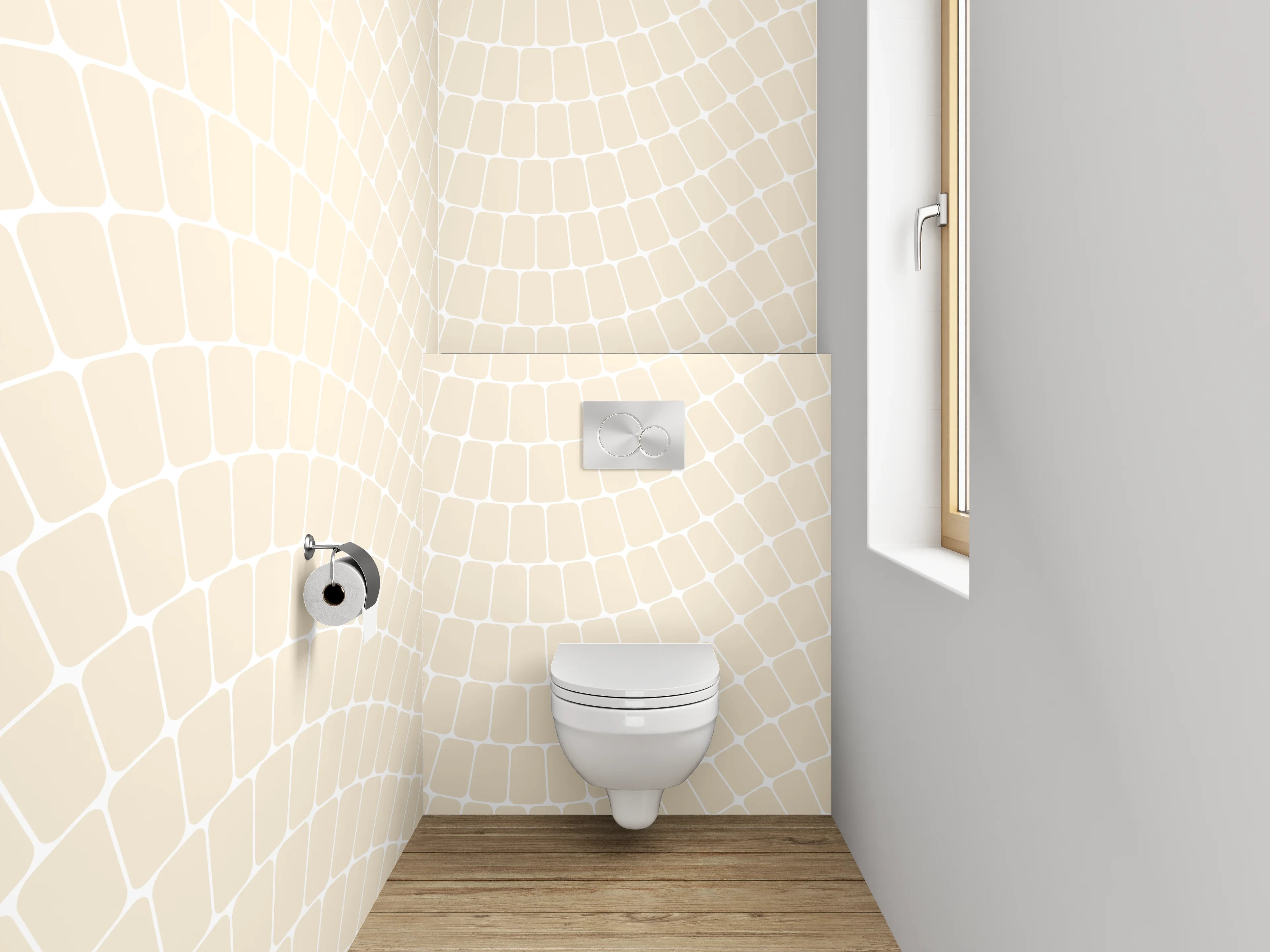 WC-Rückwand - Grauweißes Wellenmuster Puristisch