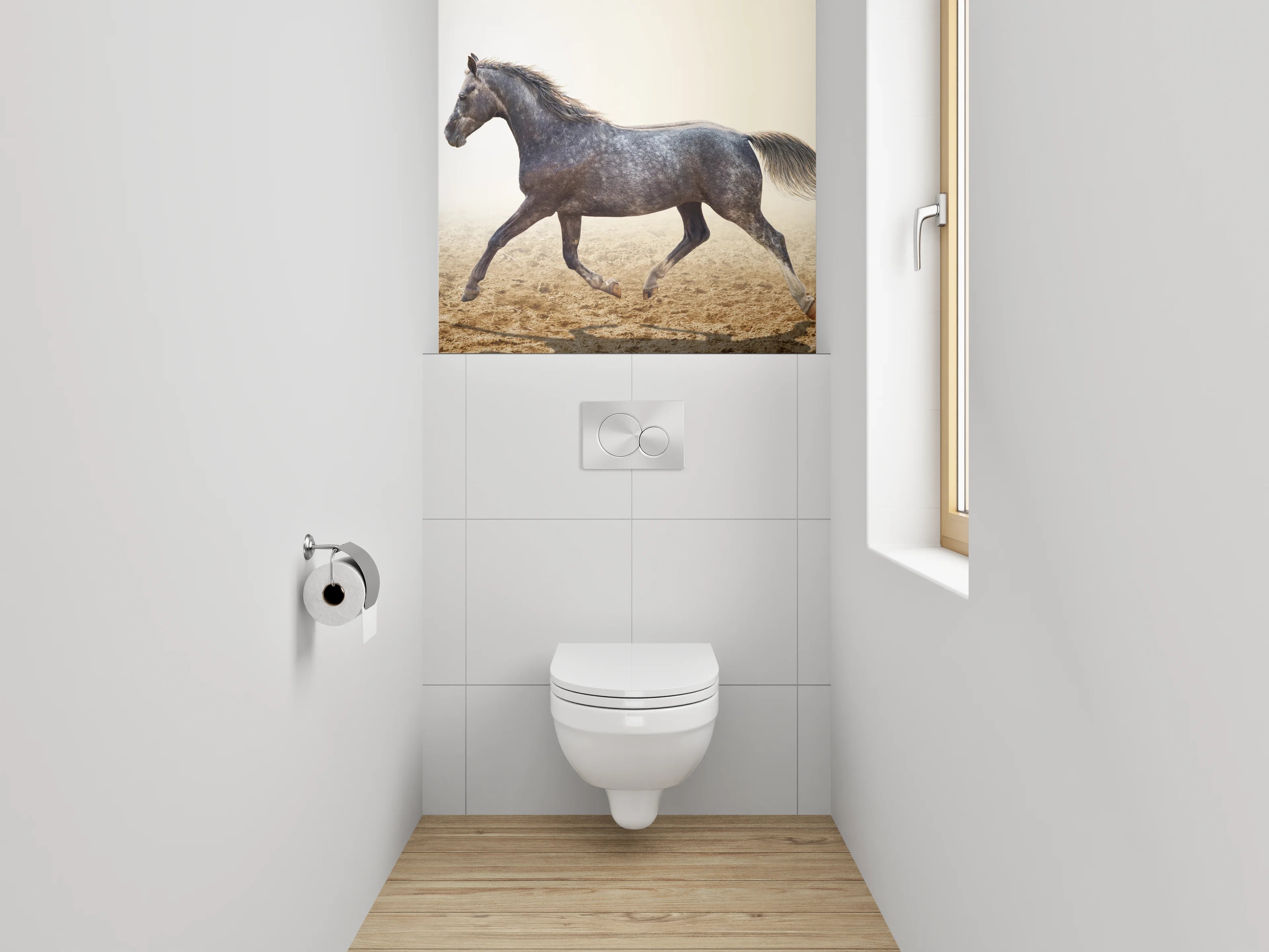 WC-Rückwand - Graziles Pferd auf sandigem Boden