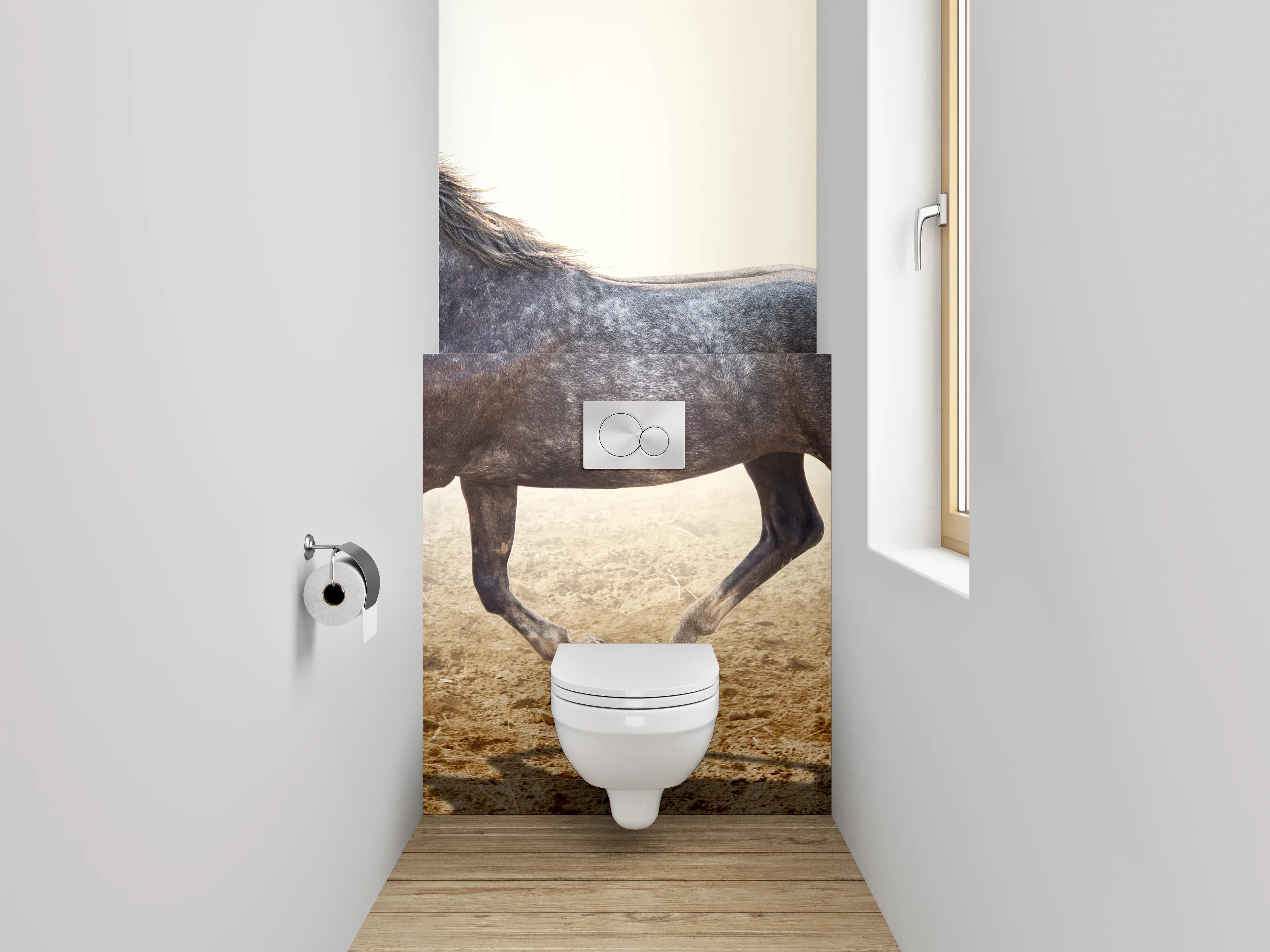 WC-Rückwand - Graziles Pferd auf sandigem Boden