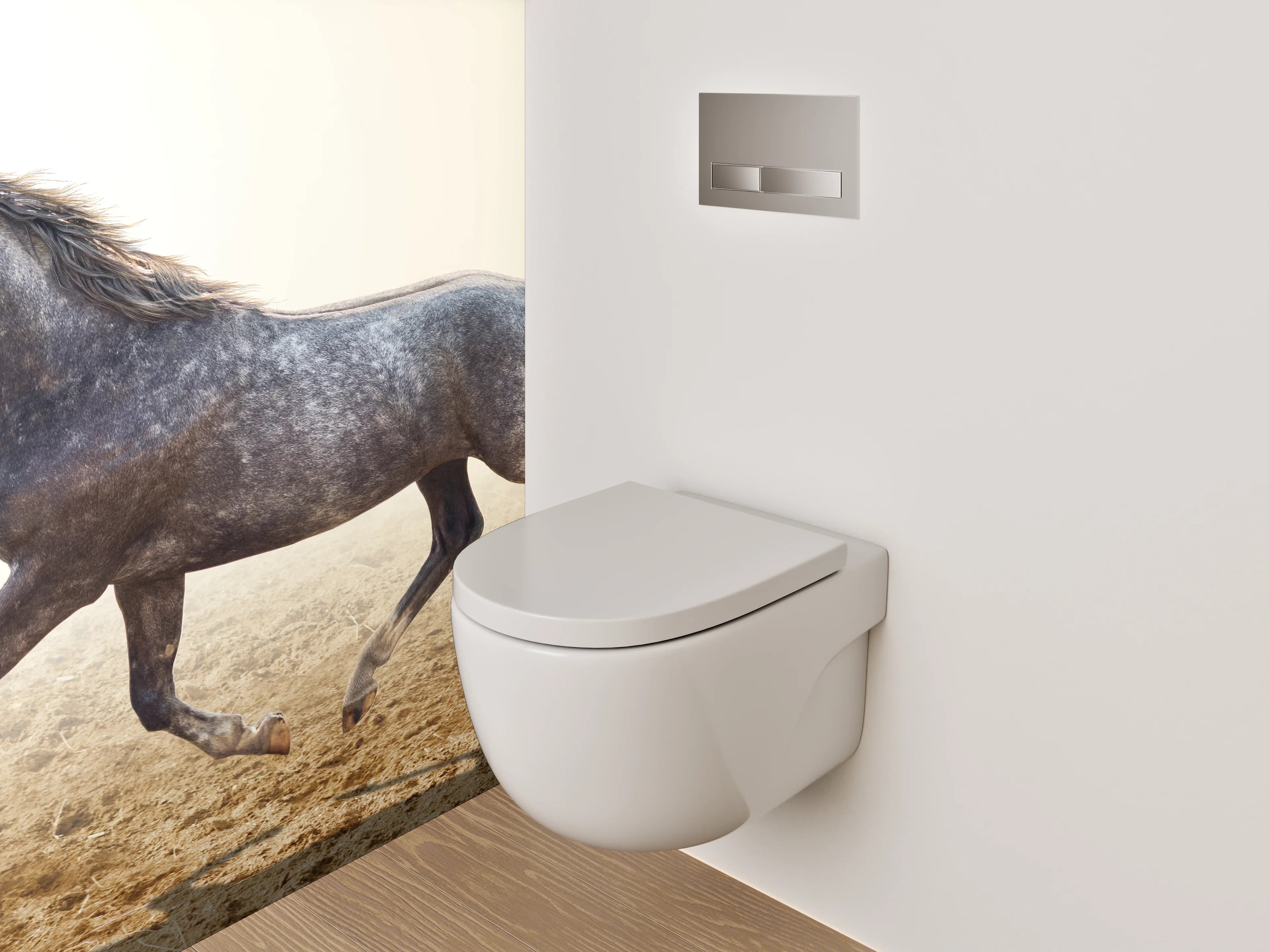 WC-Rückwand - Graziles Pferd auf sandigem Boden