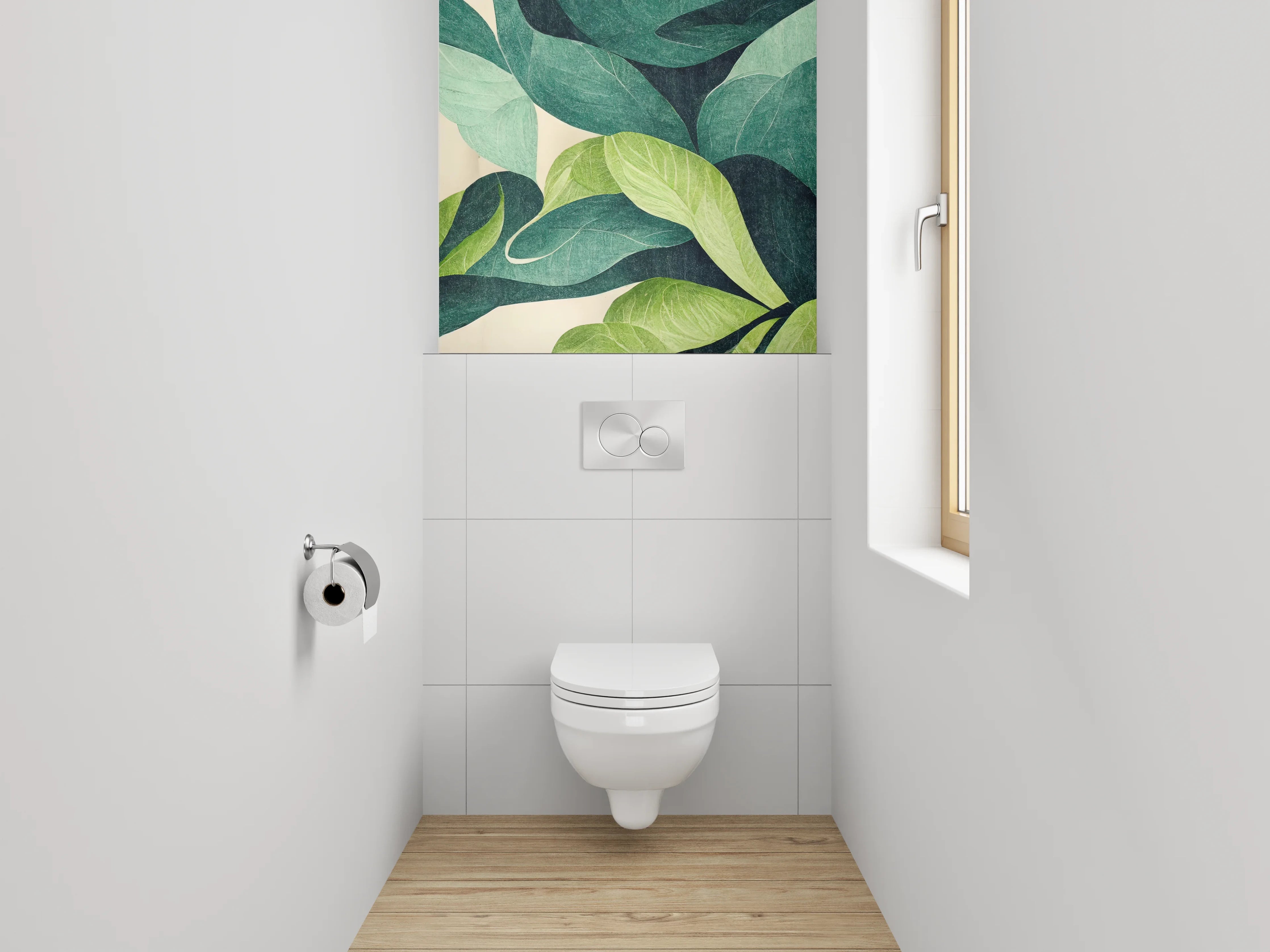 WC-Rückwand - Grüne Blätter Design Wanddeko