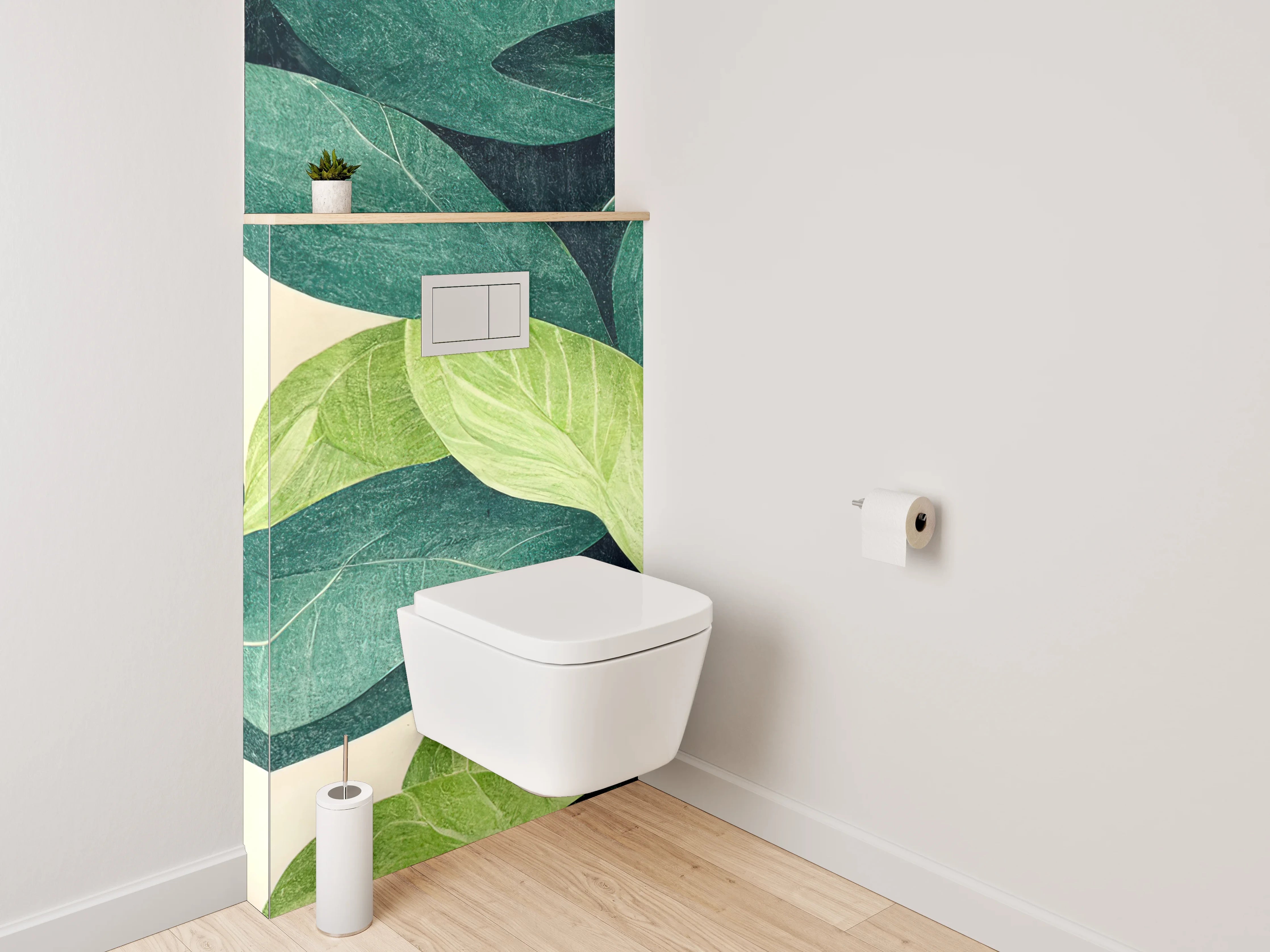 WC-Rückwand - Grüne Blätter Design Wanddeko
