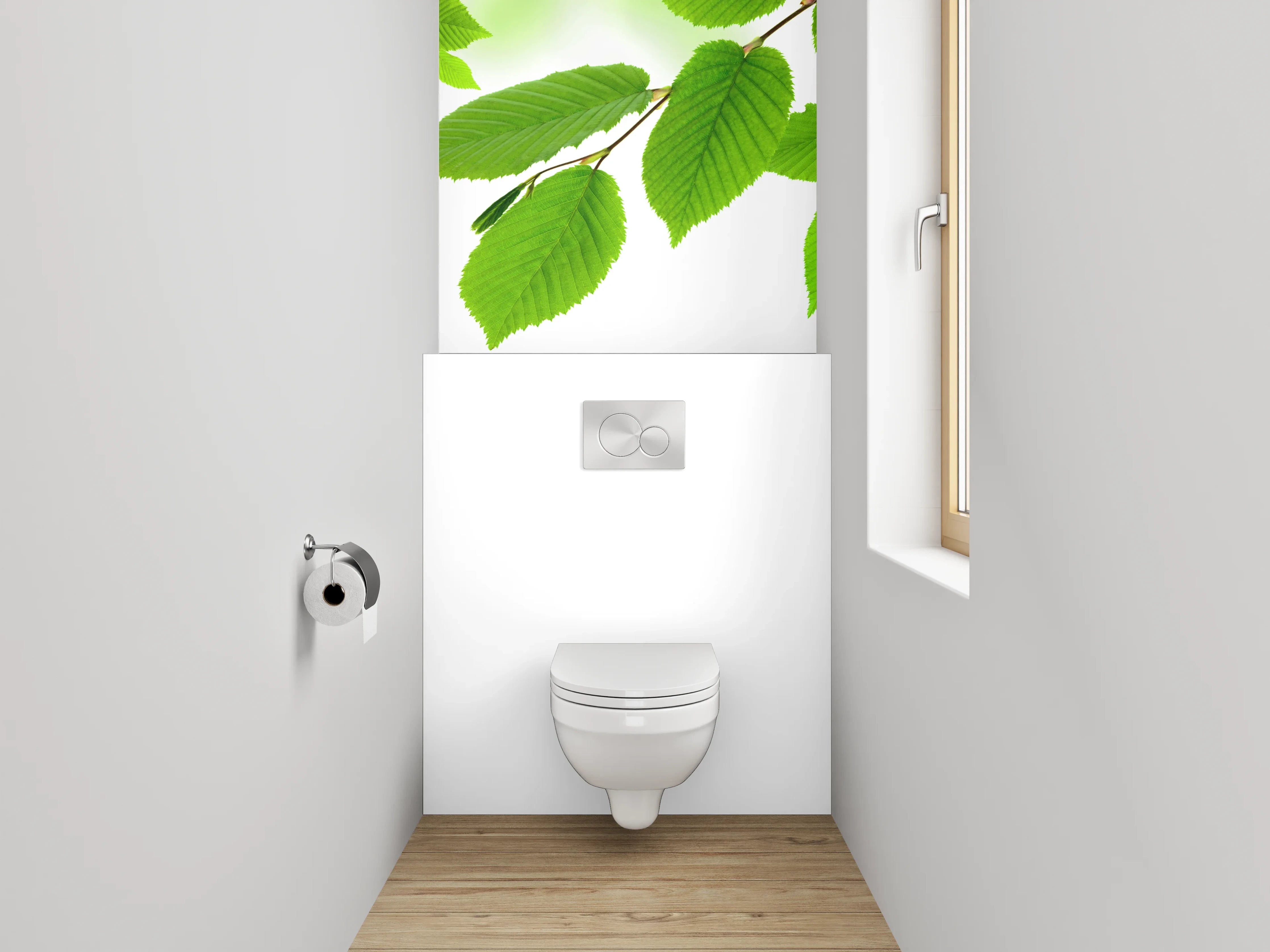 WC-Rückwand - Grüne Blätter Naturmotiv