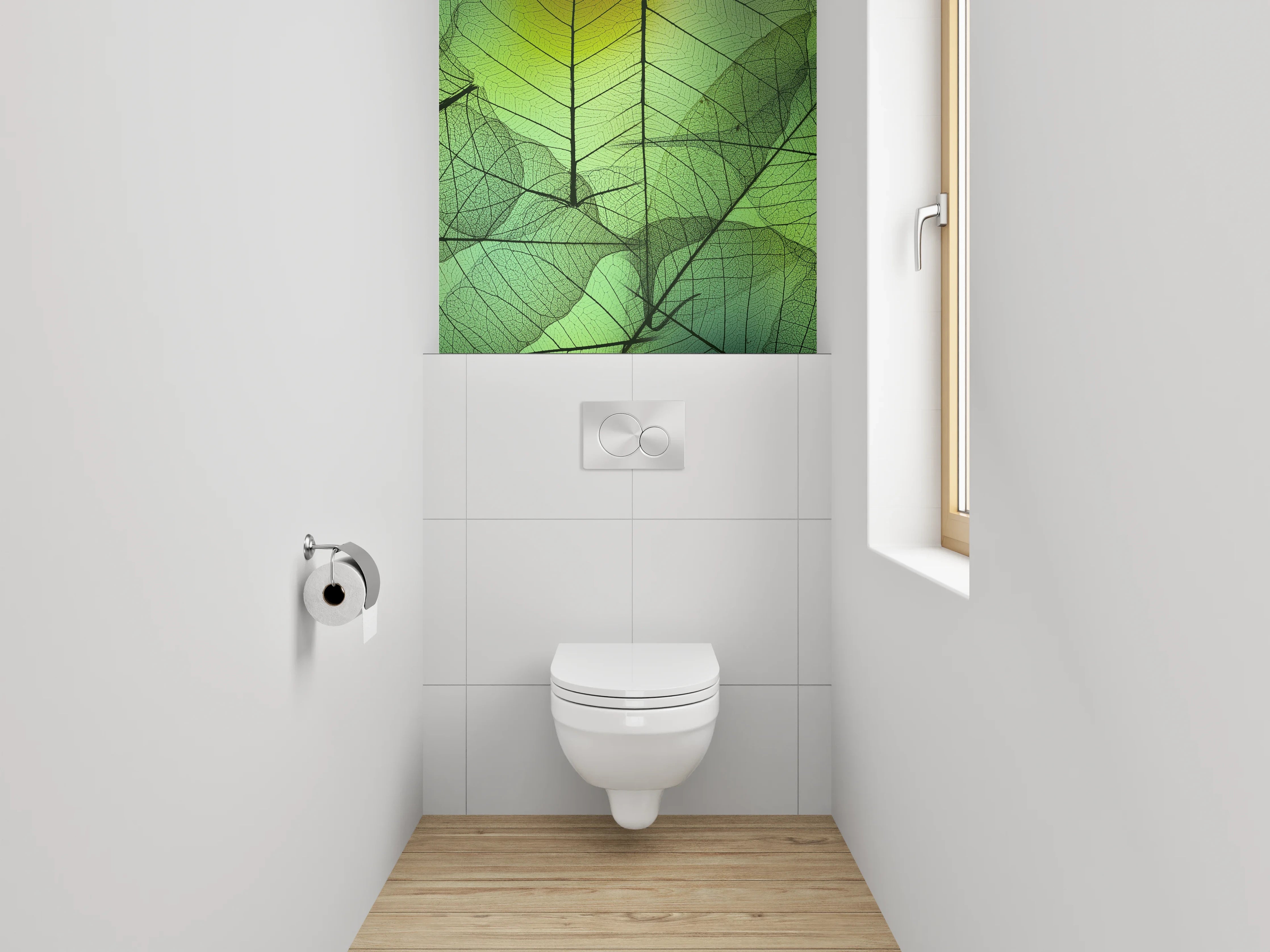 WC-Rückwand - Grüne Blätter Überlagerung Naturmotiv