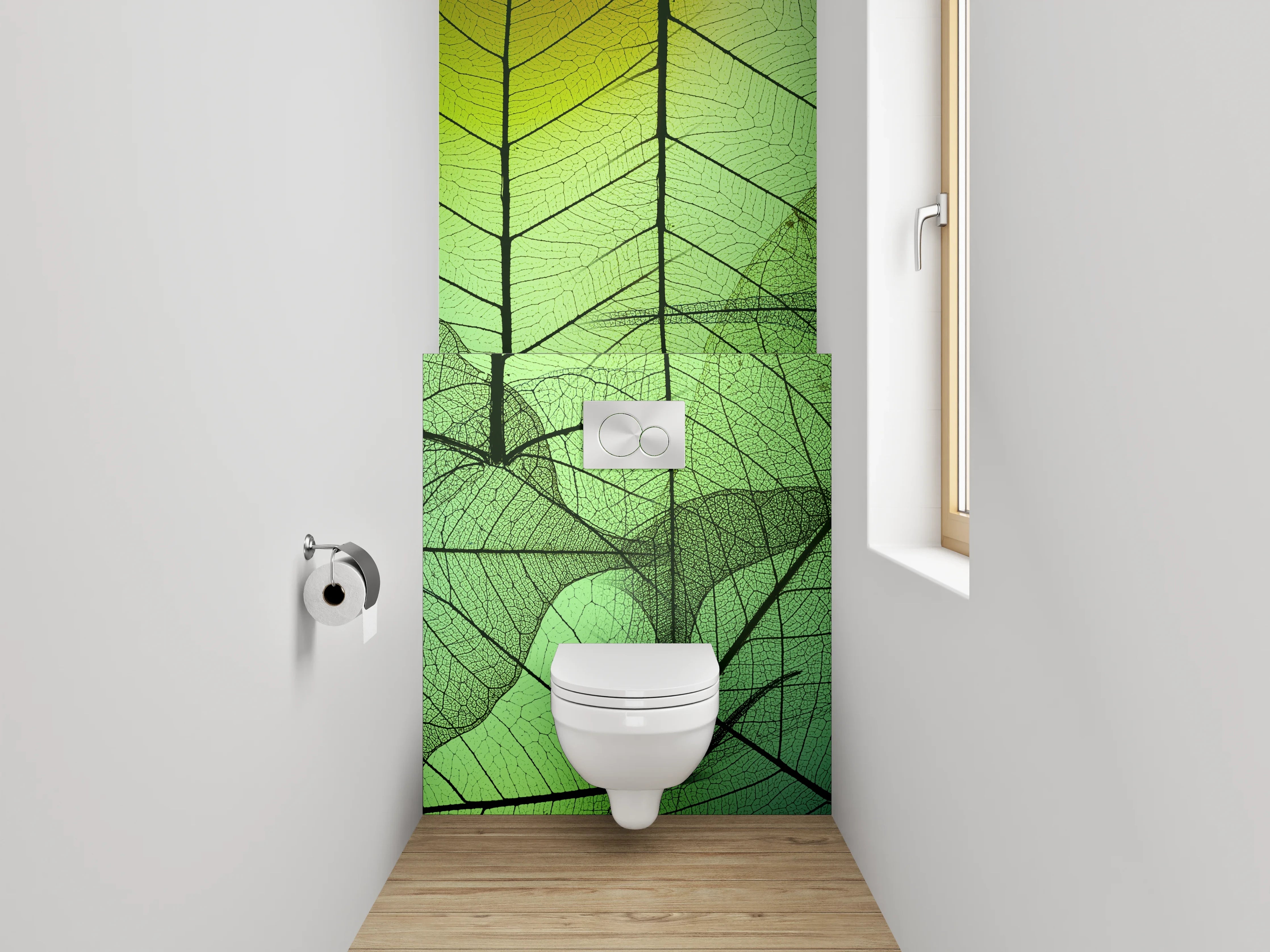 WC-Rückwand - Grüne Blätter Überlagerung Naturmotiv