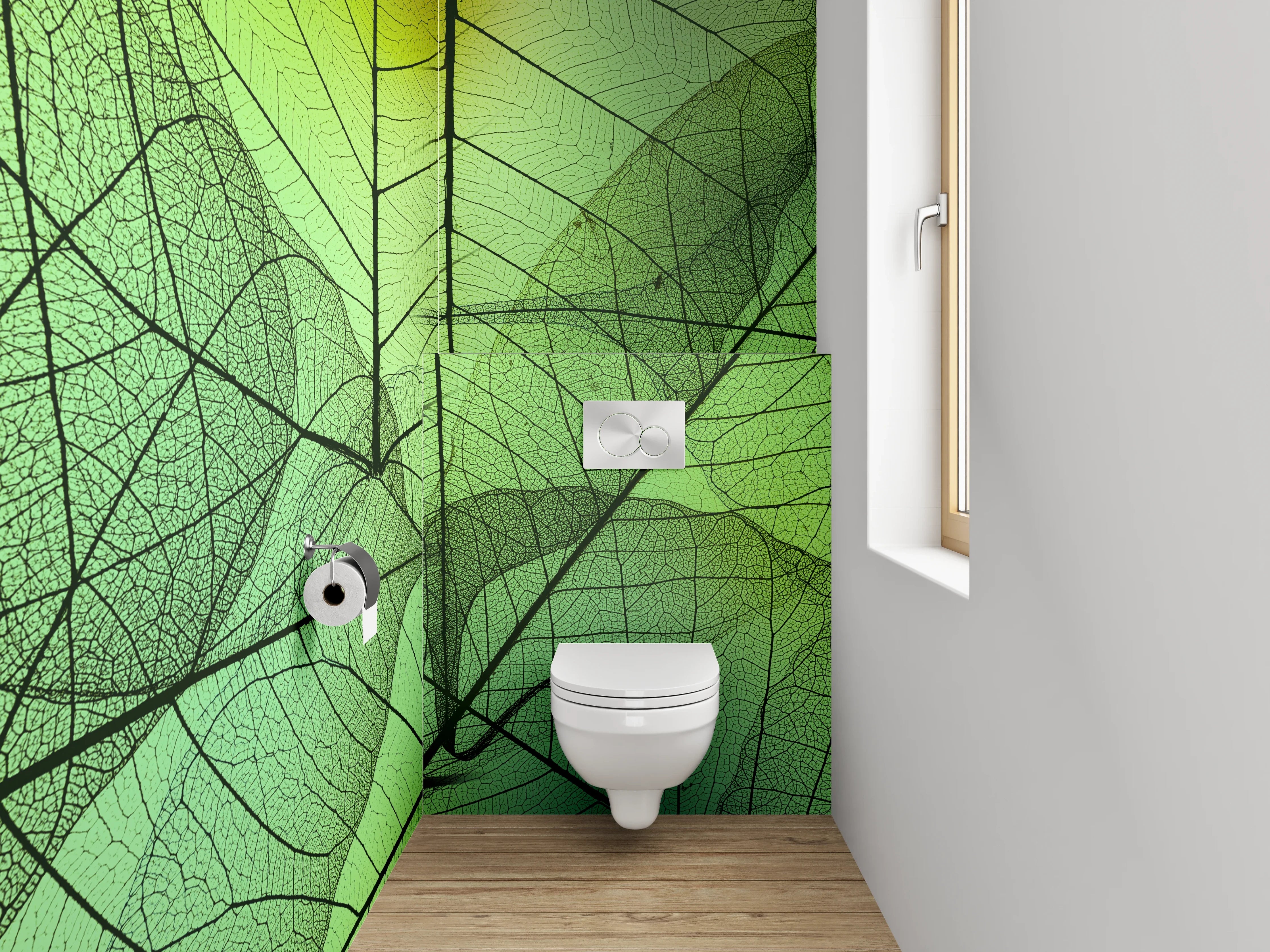 WC-Rückwand - Grüne Blätter Überlagerung Naturmotiv