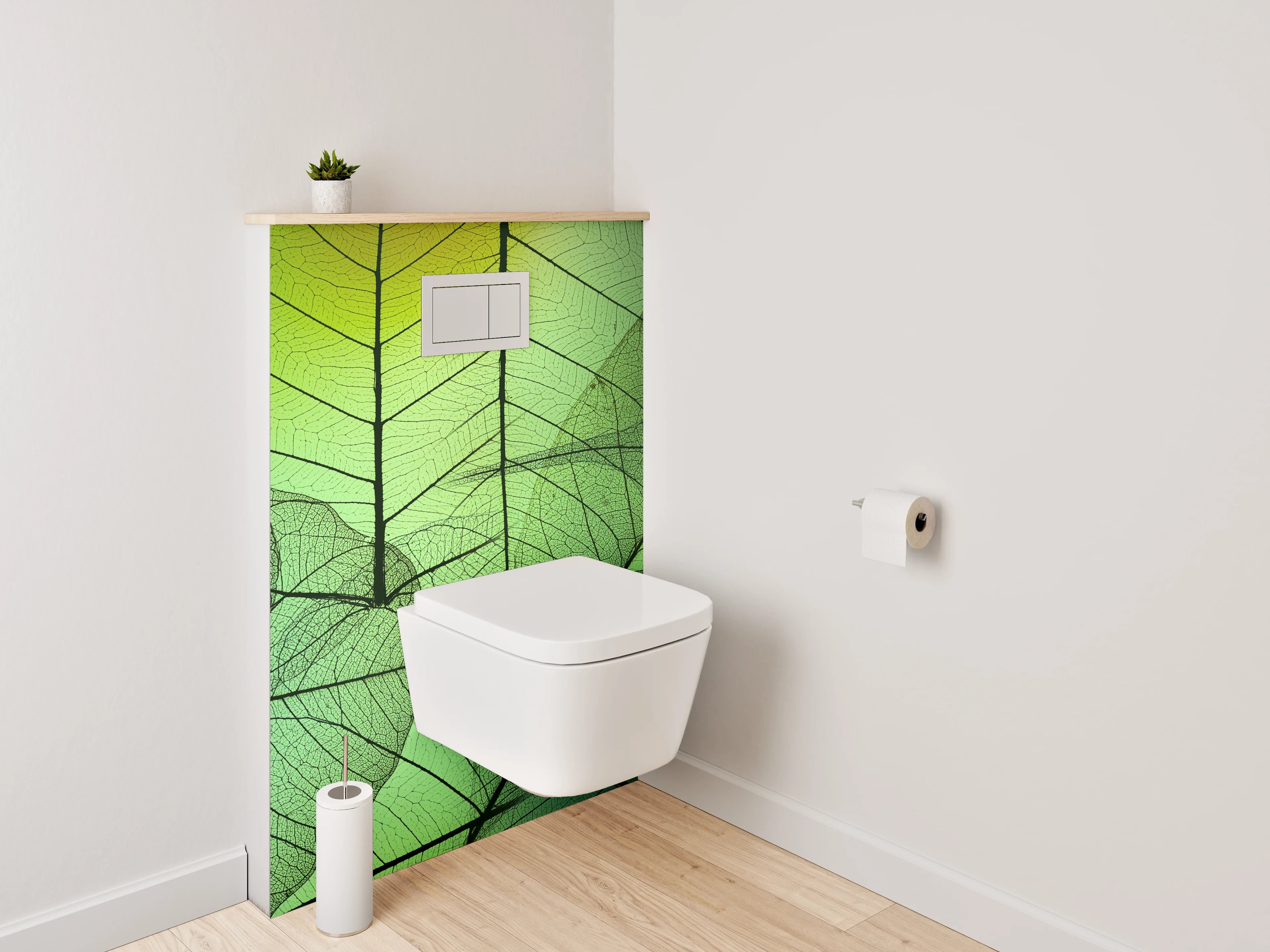 WC-Rückwand - Grüne Blätter Überlagerung Naturmotiv