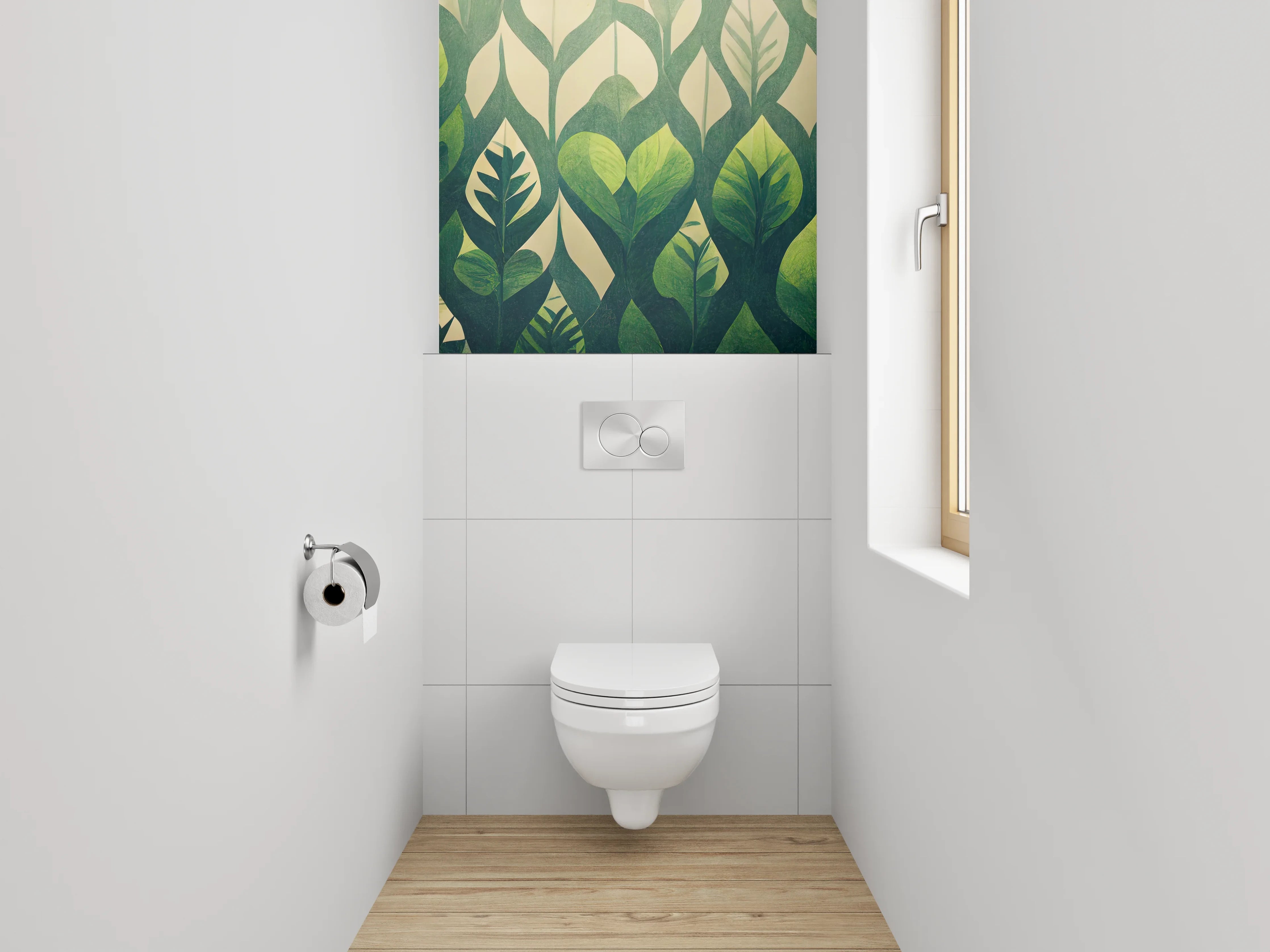 WC-Rückwand - Grüne Blätter Wanddekor Naturmotiv