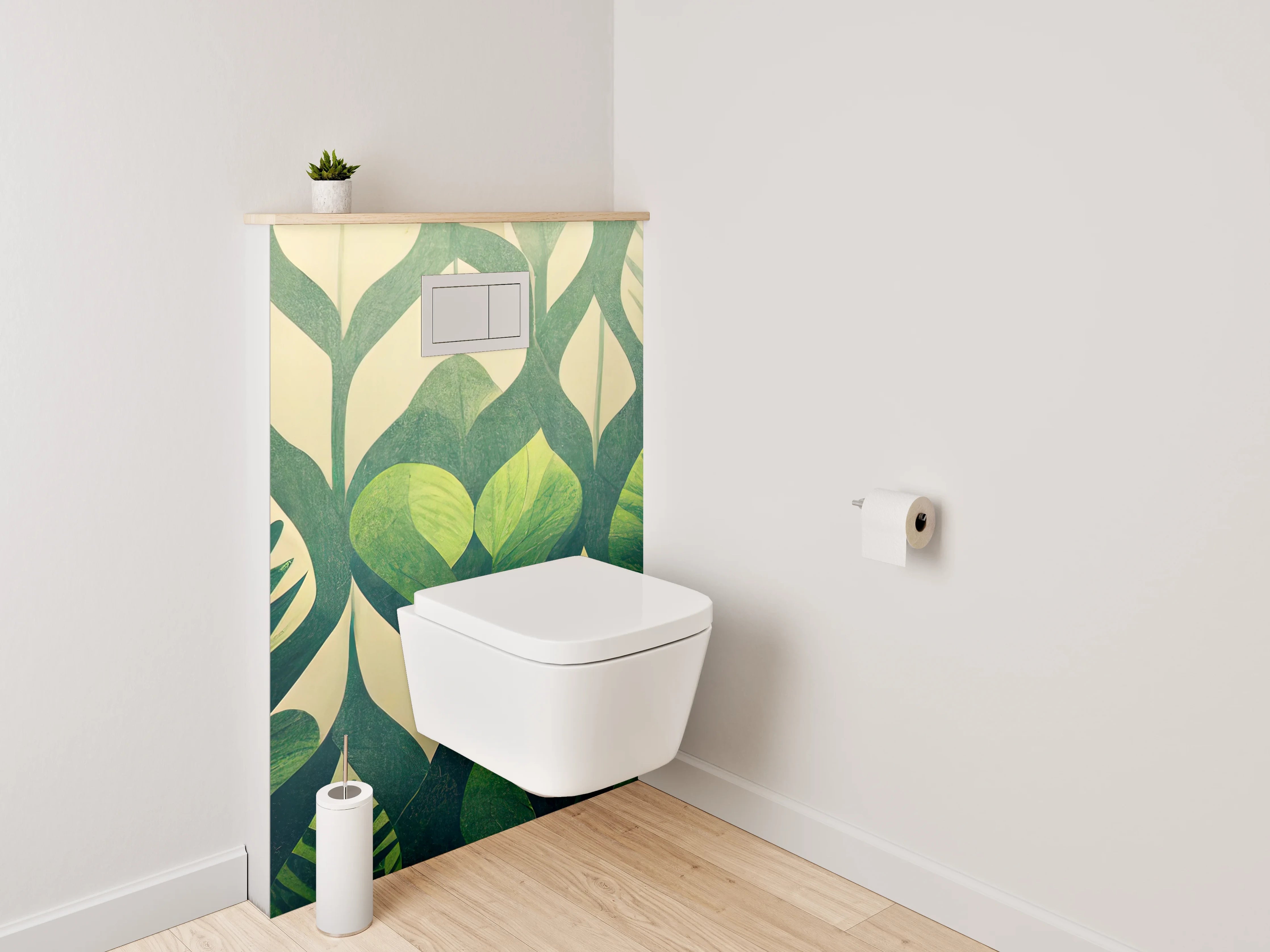 WC-Rückwand - Grüne Blätter Wanddekor Naturmotiv