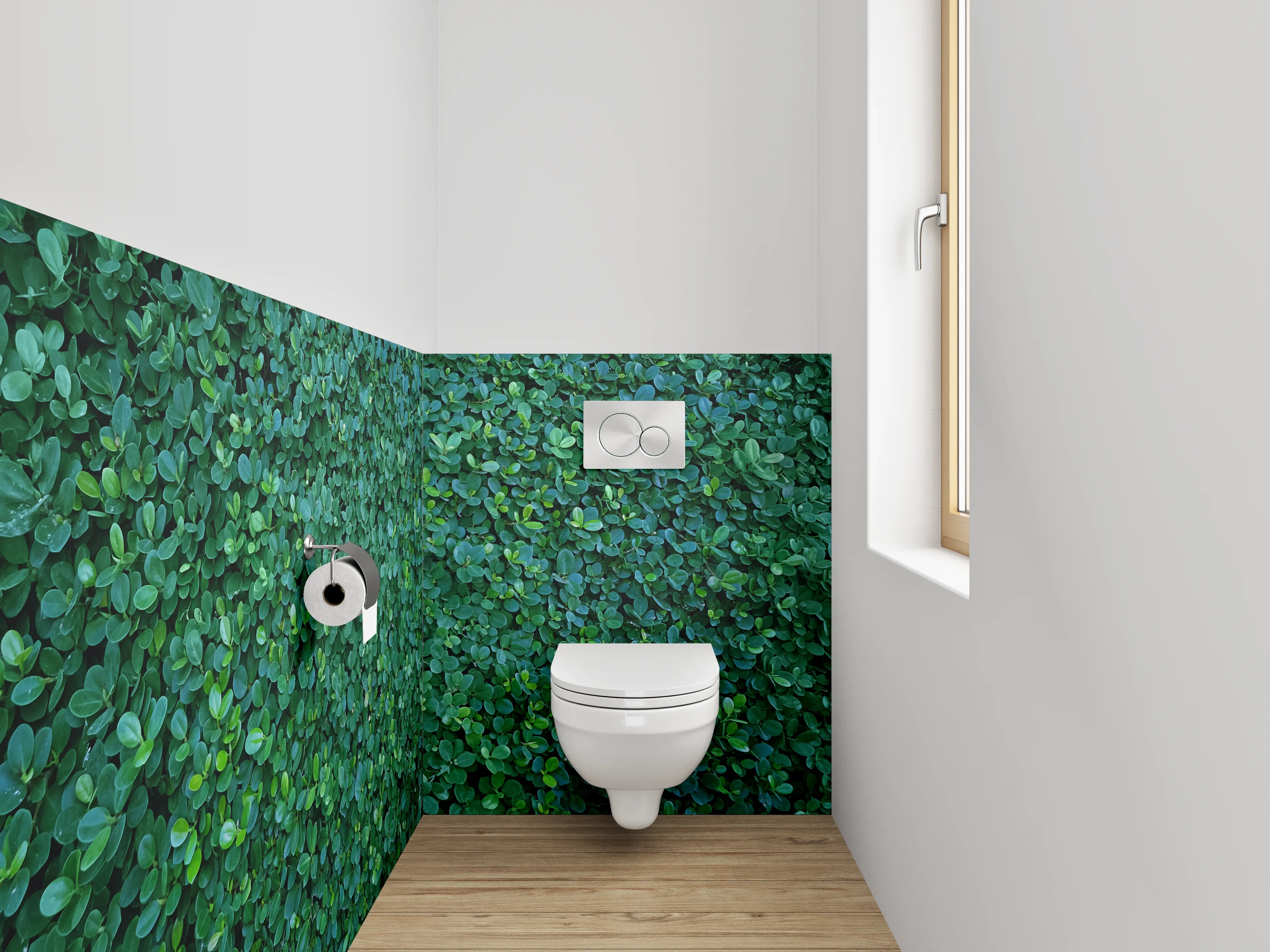 WC-Rückwand - Grüne Blattwand Naturdekor