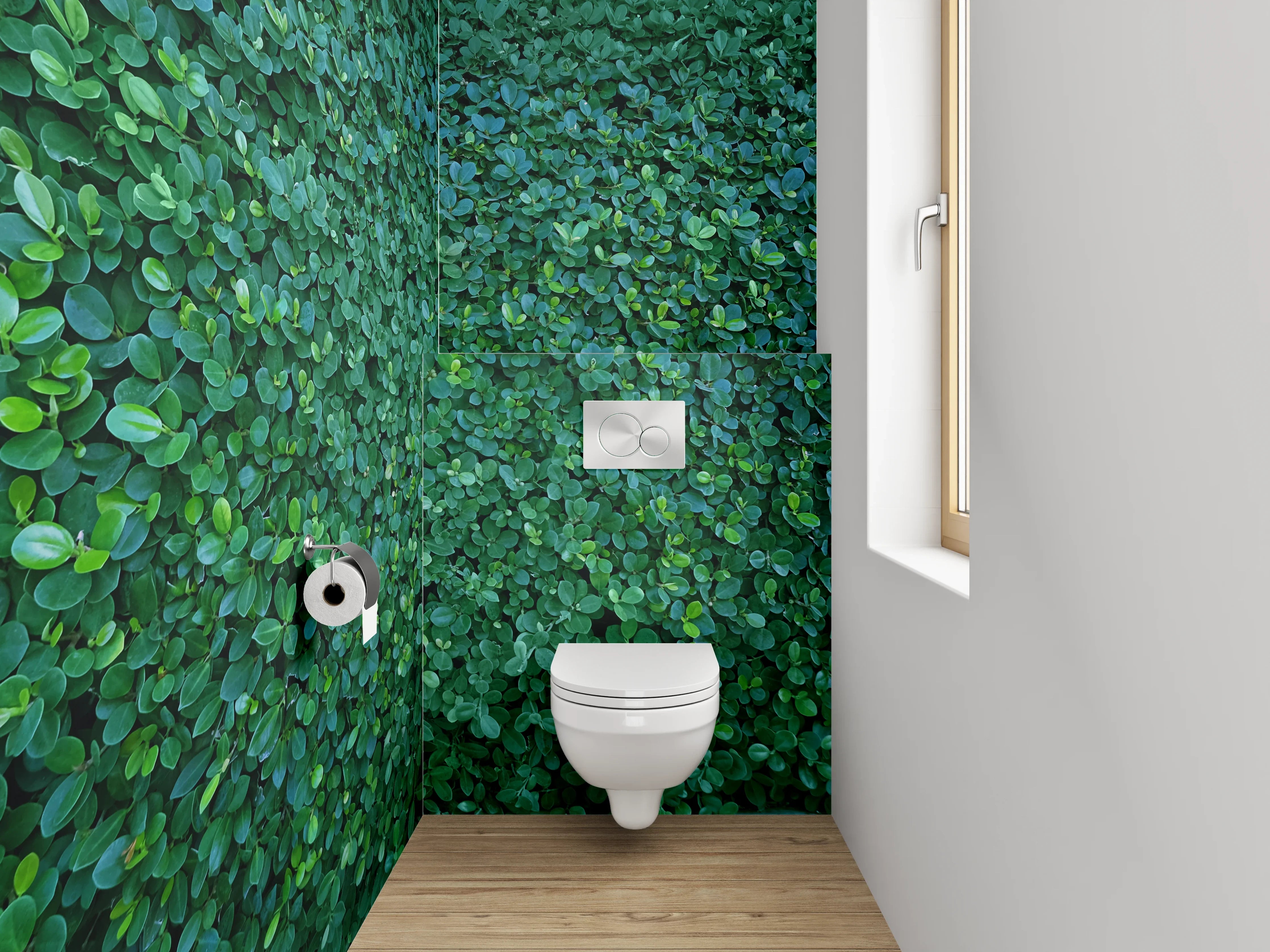 WC-Rückwand - Grüne Blattwand Naturdekor