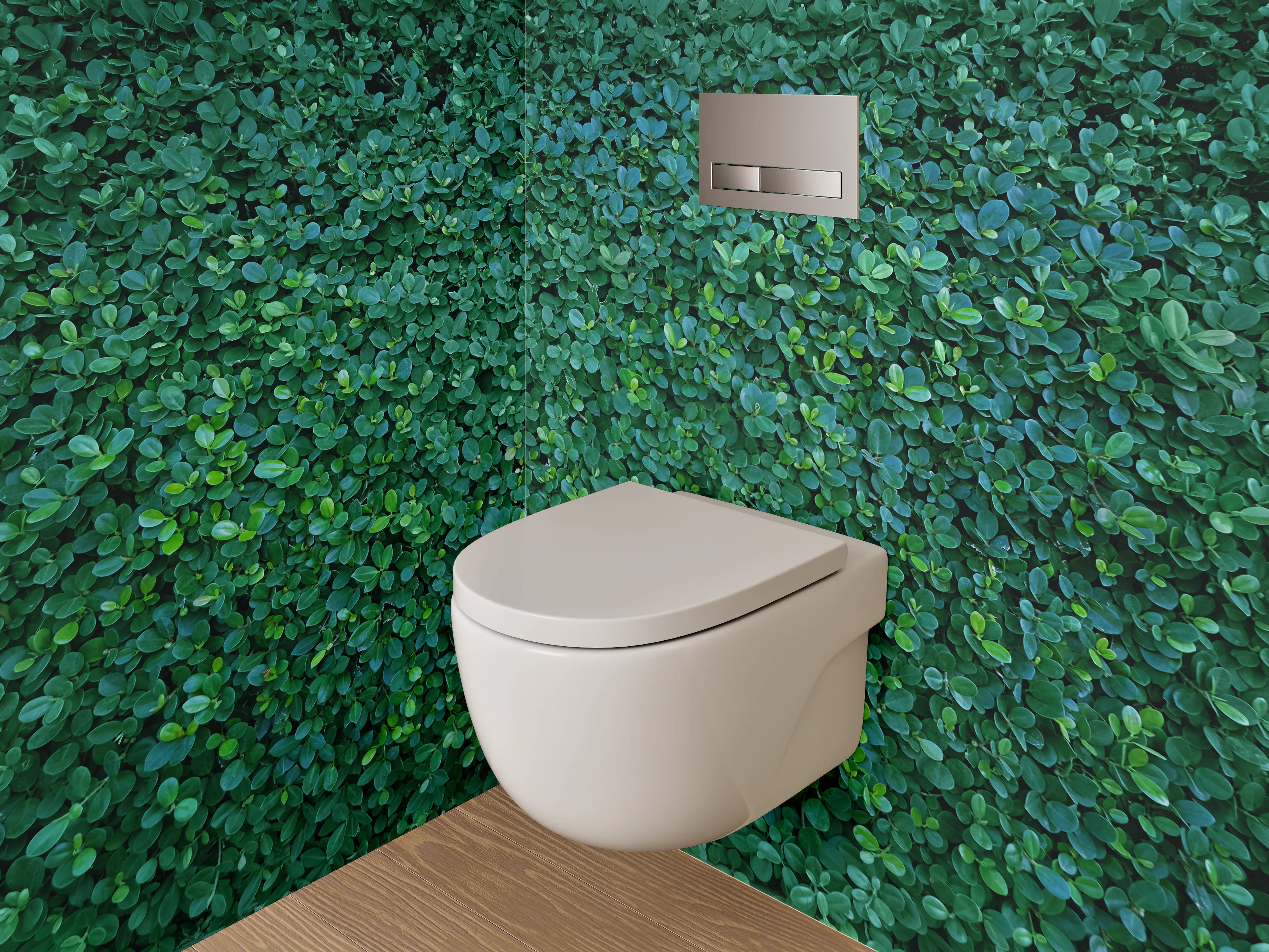WC-Rückwand - Grüne Blattwand Naturdekor