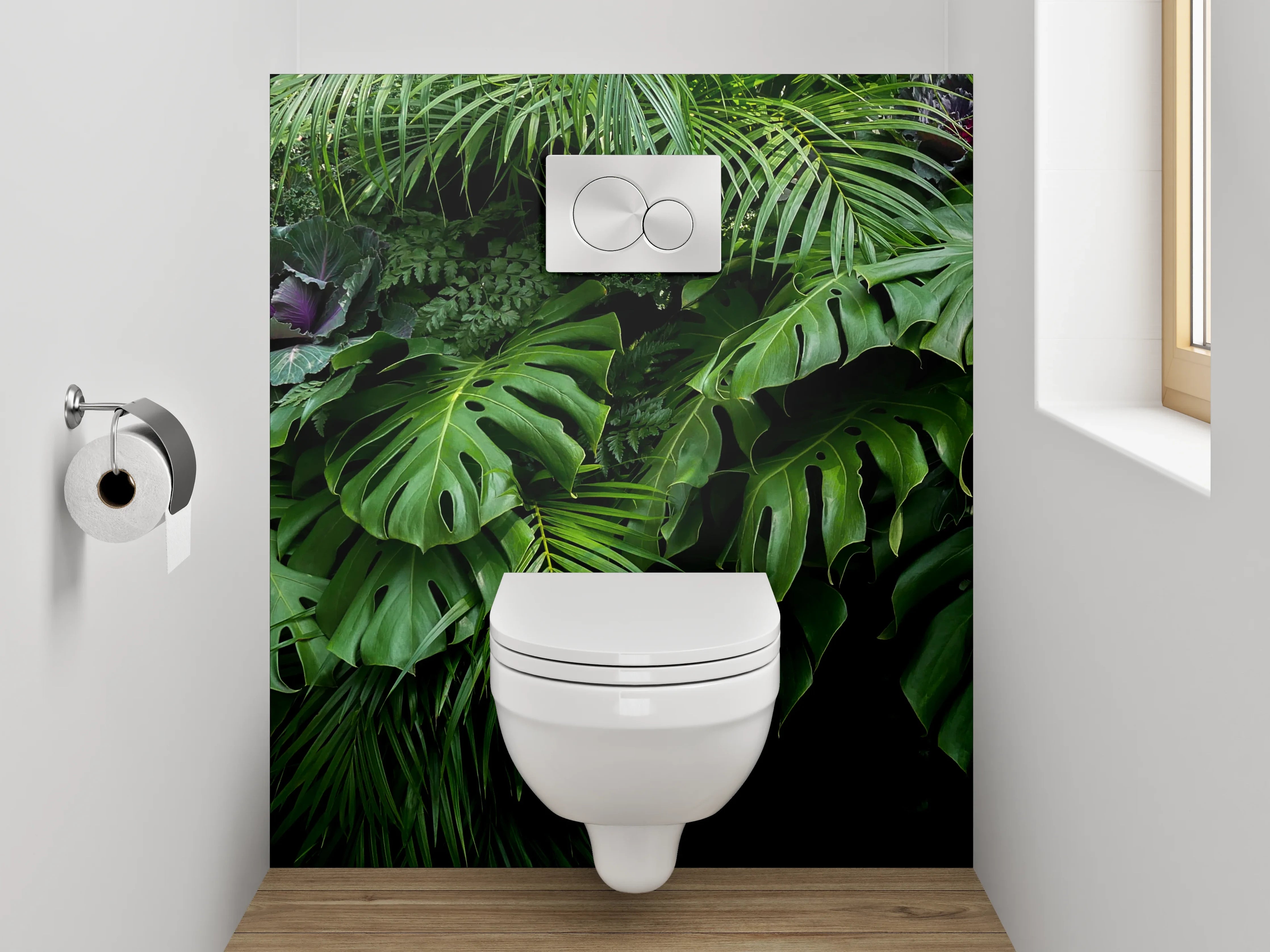 WC-Rückwand - Grüne Dschungelblätter Natur Wanddekor