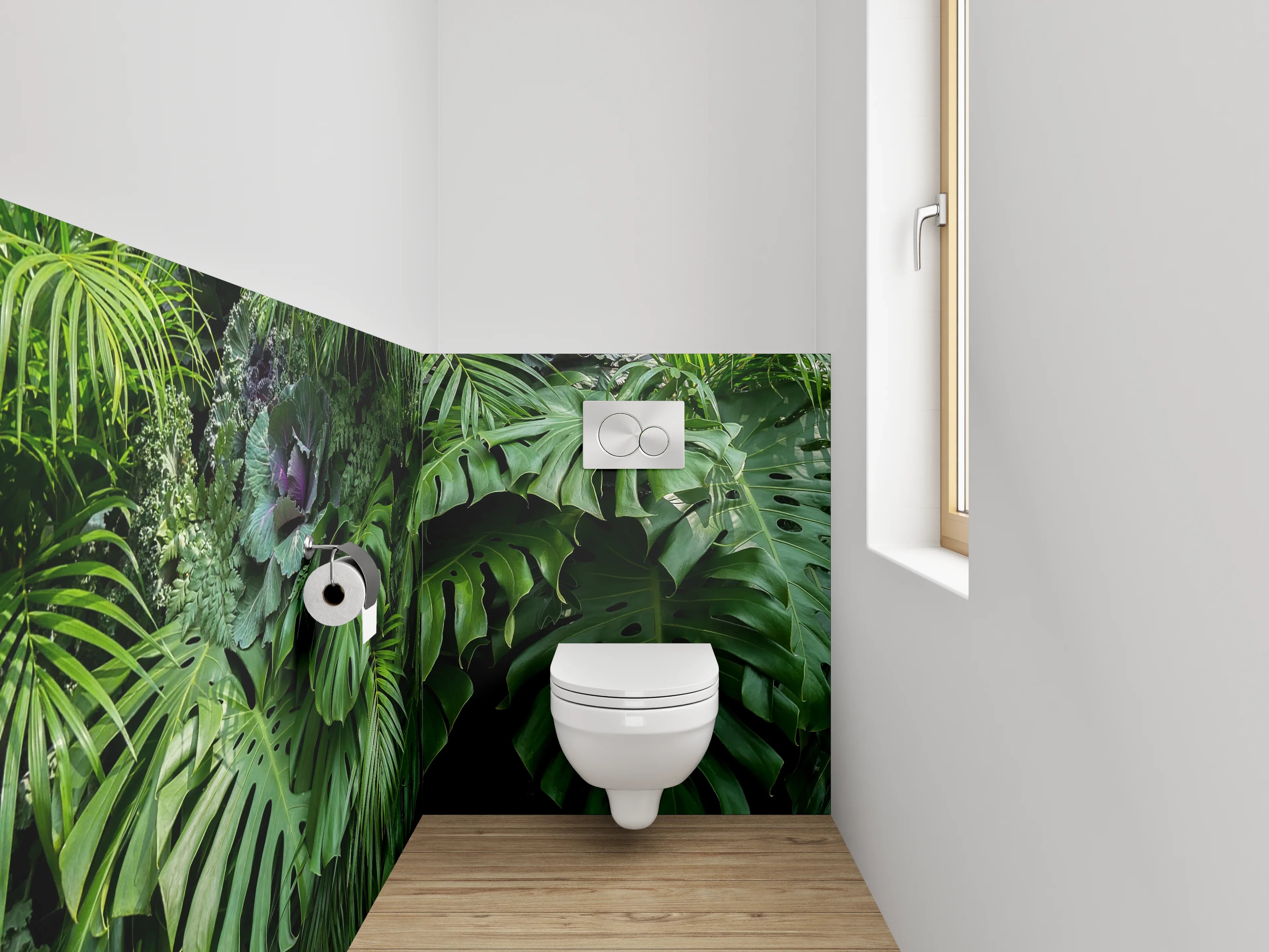 WC-Rückwand - Grüne Dschungelblätter Natur Wanddekor