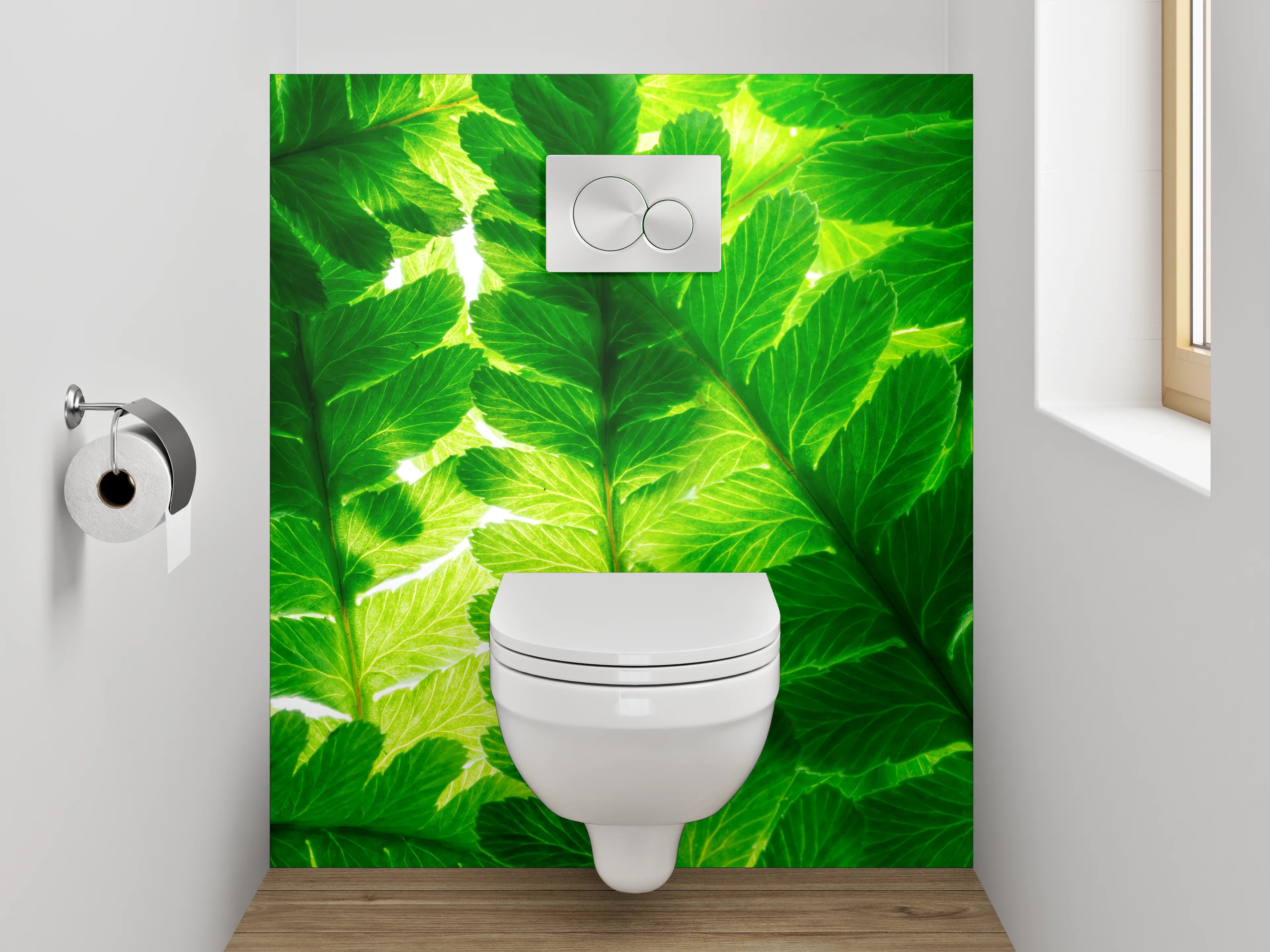 WC-Rückwand - Grüne Farnblätter Naturmuster