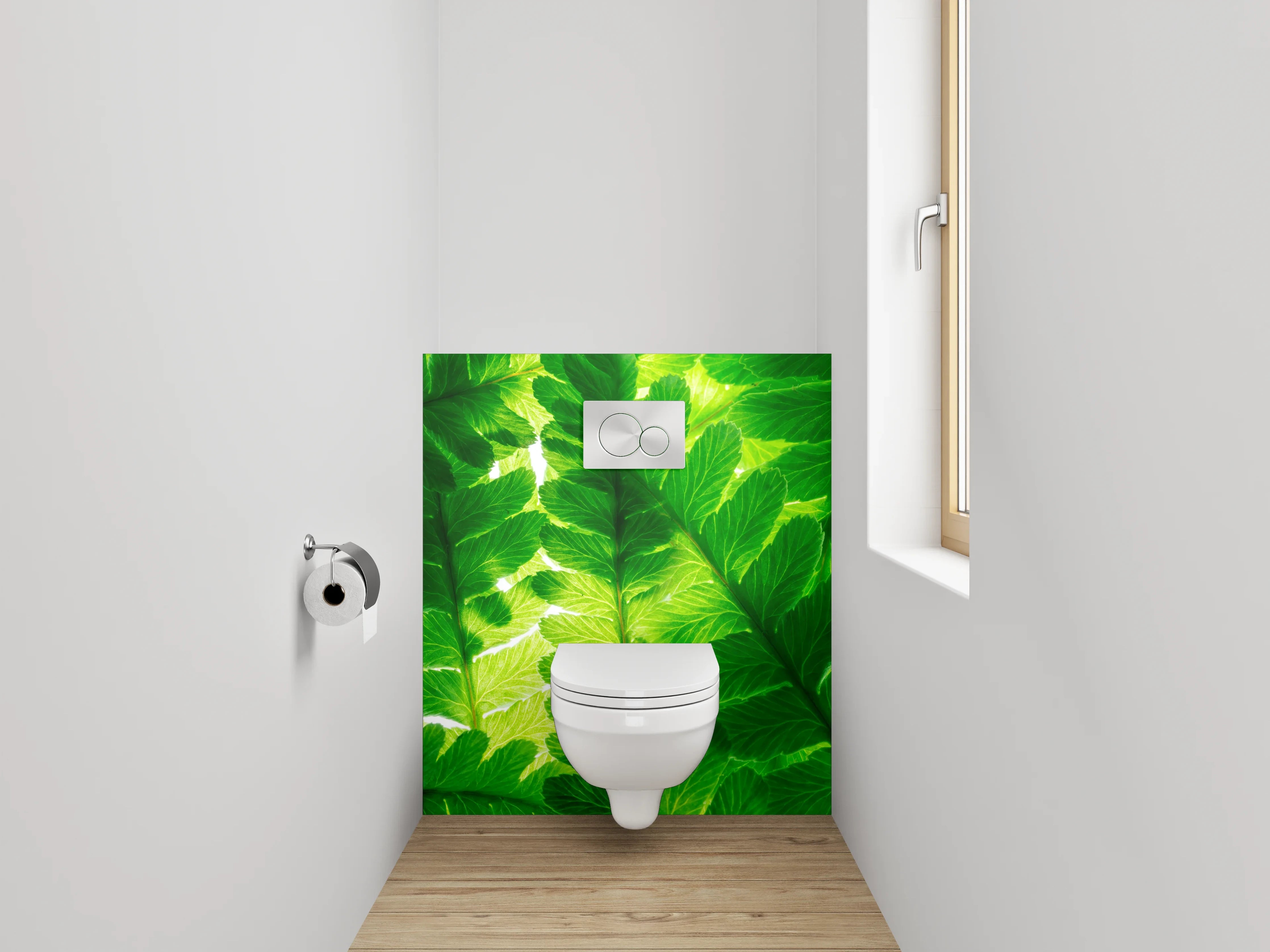 WC-Rückwand - Grüne Farnblätter Naturmuster