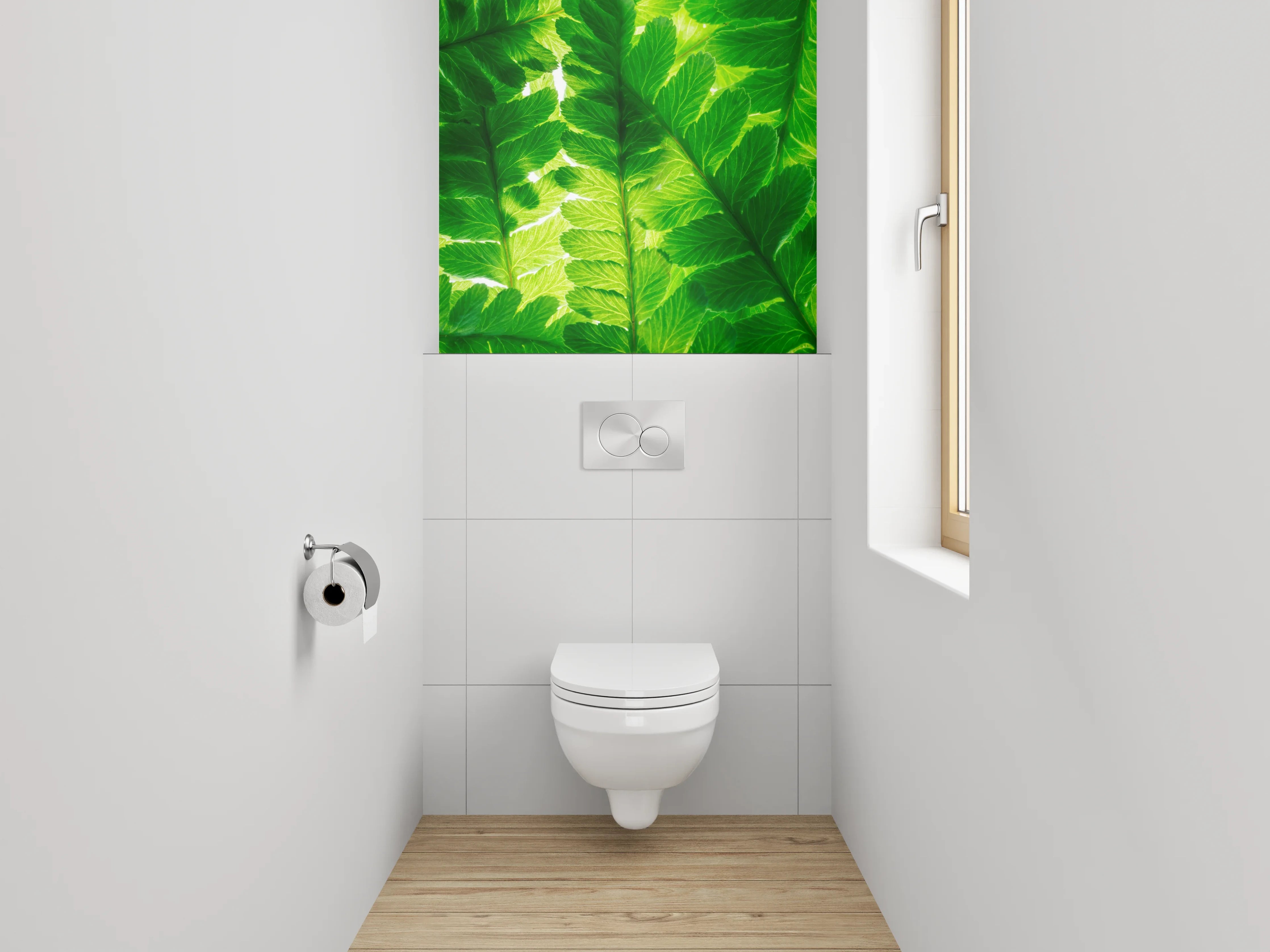 WC-Rückwand - Grüne Farnblätter Naturmuster