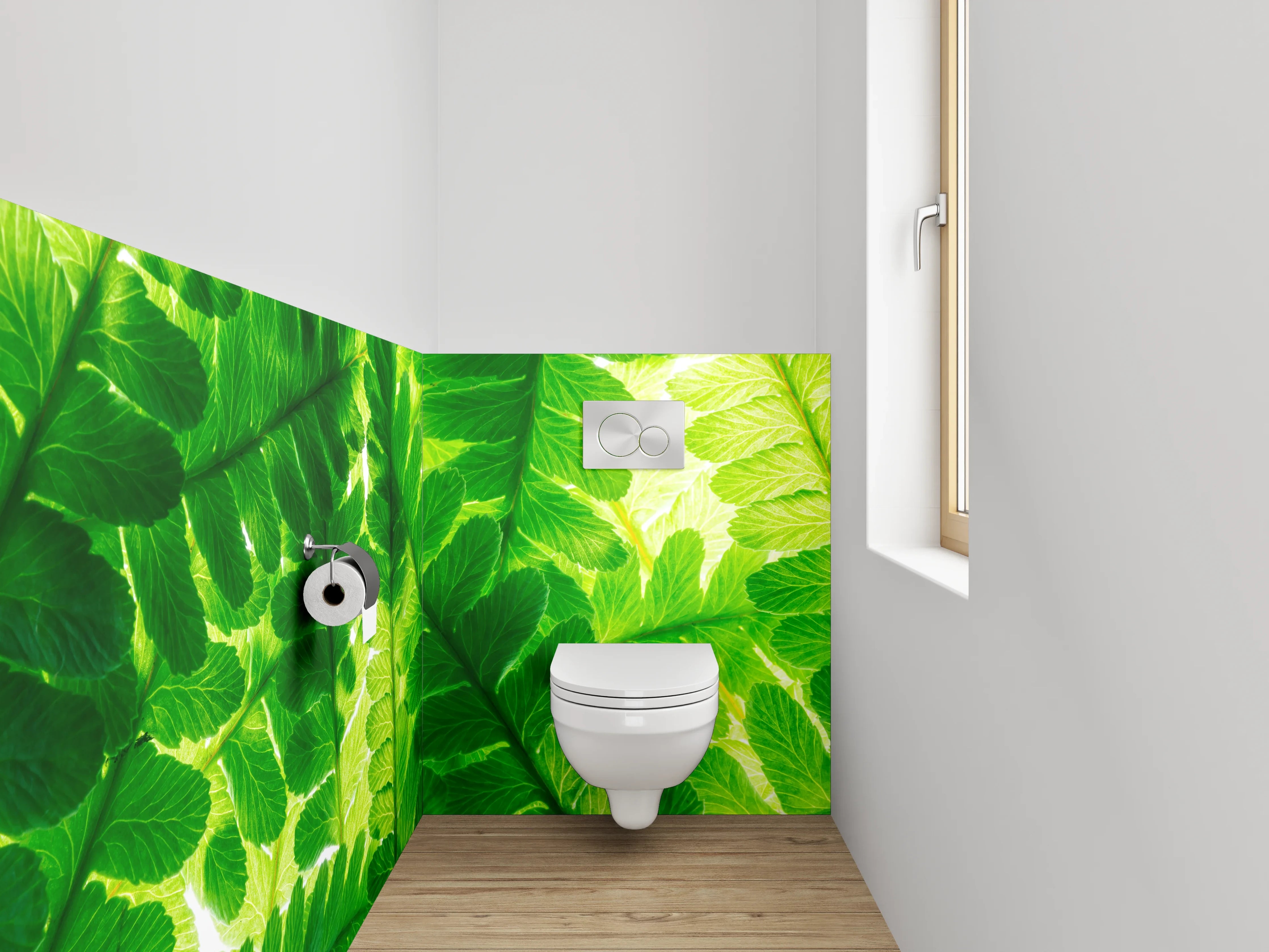 WC-Rückwand - Grüne Farnblätter Naturmuster