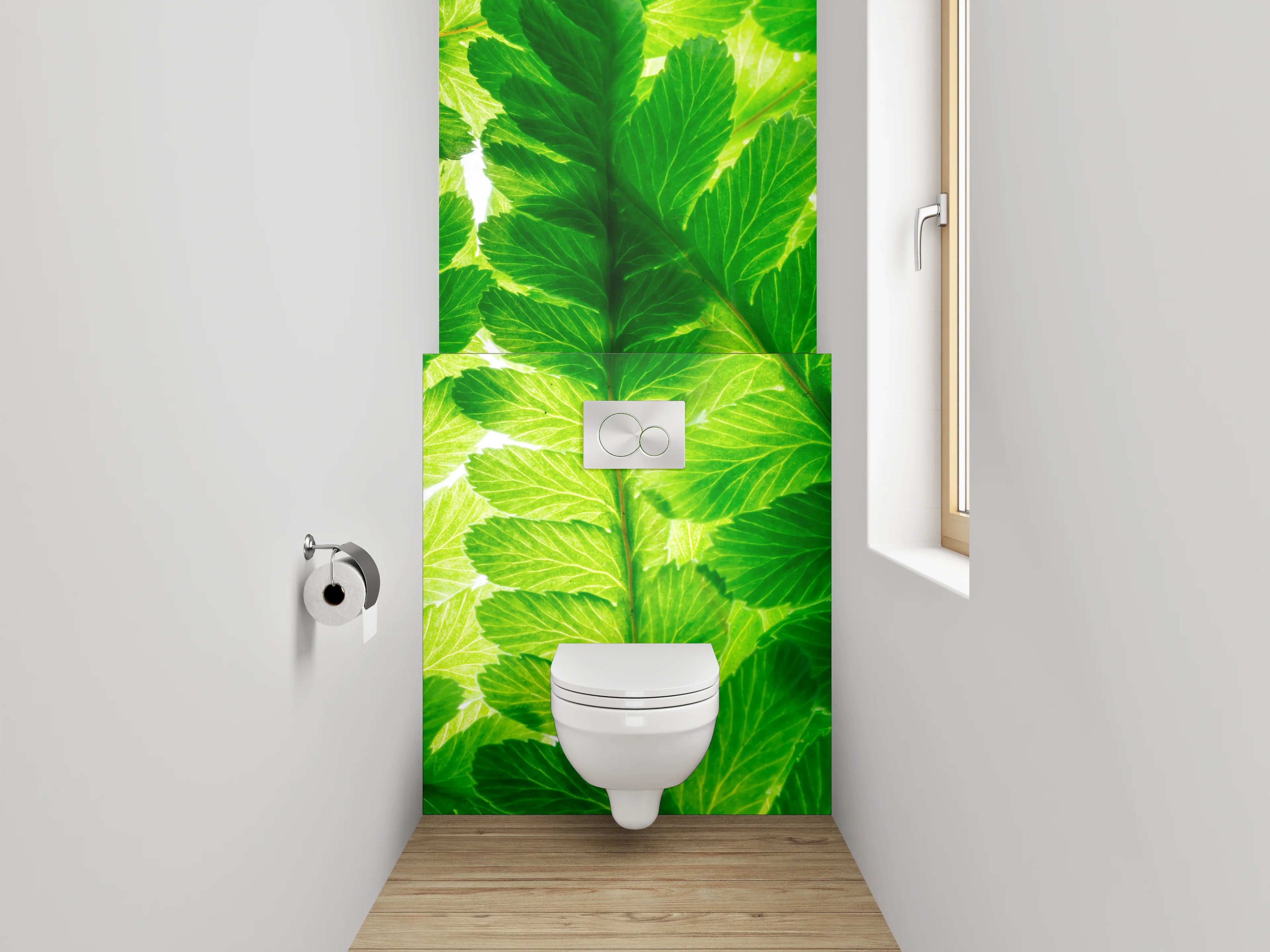 WC-Rückwand - Grüne Farnblätter Naturmuster