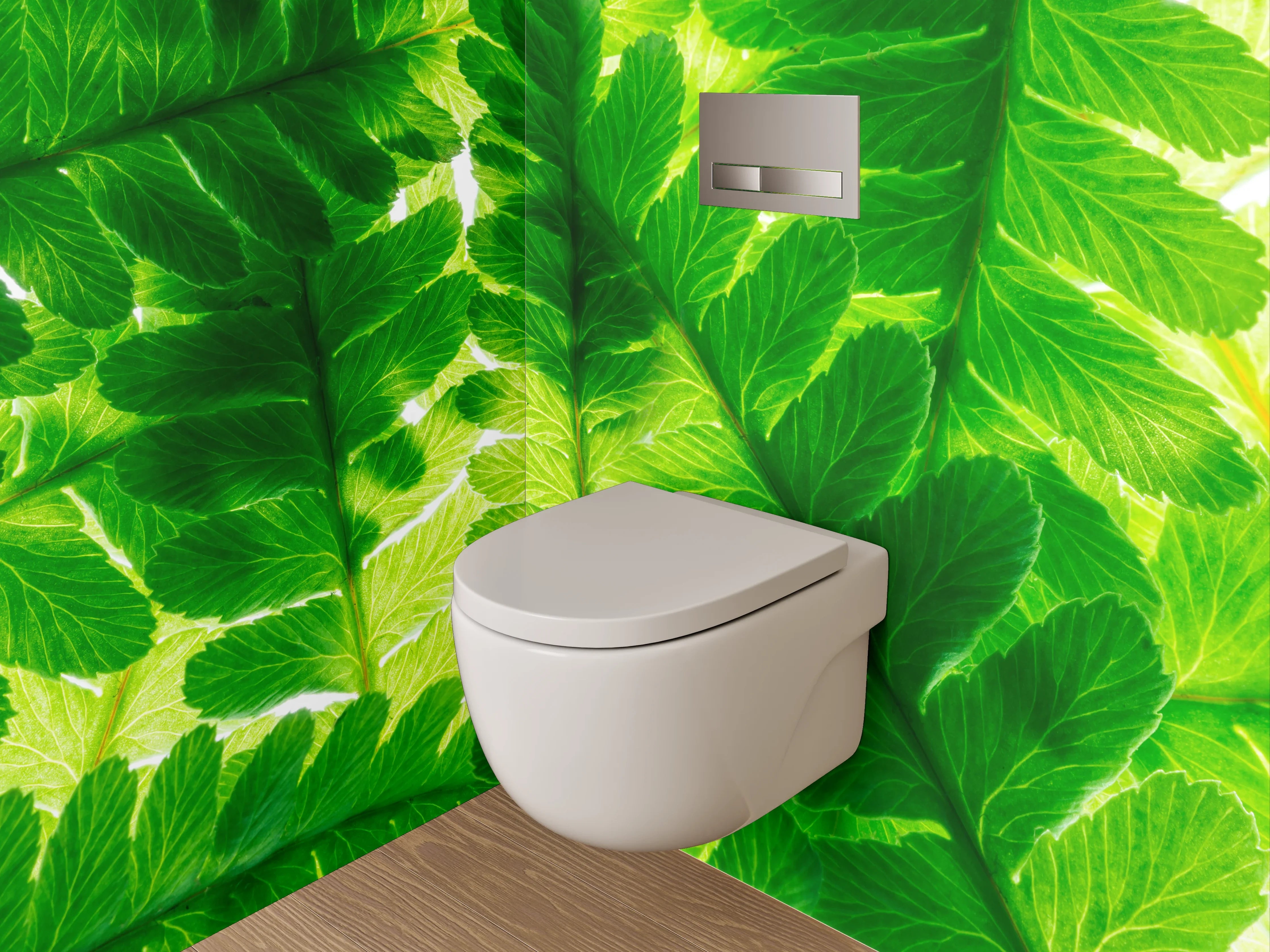 WC-Rückwand - Grüne Farnblätter Naturmuster