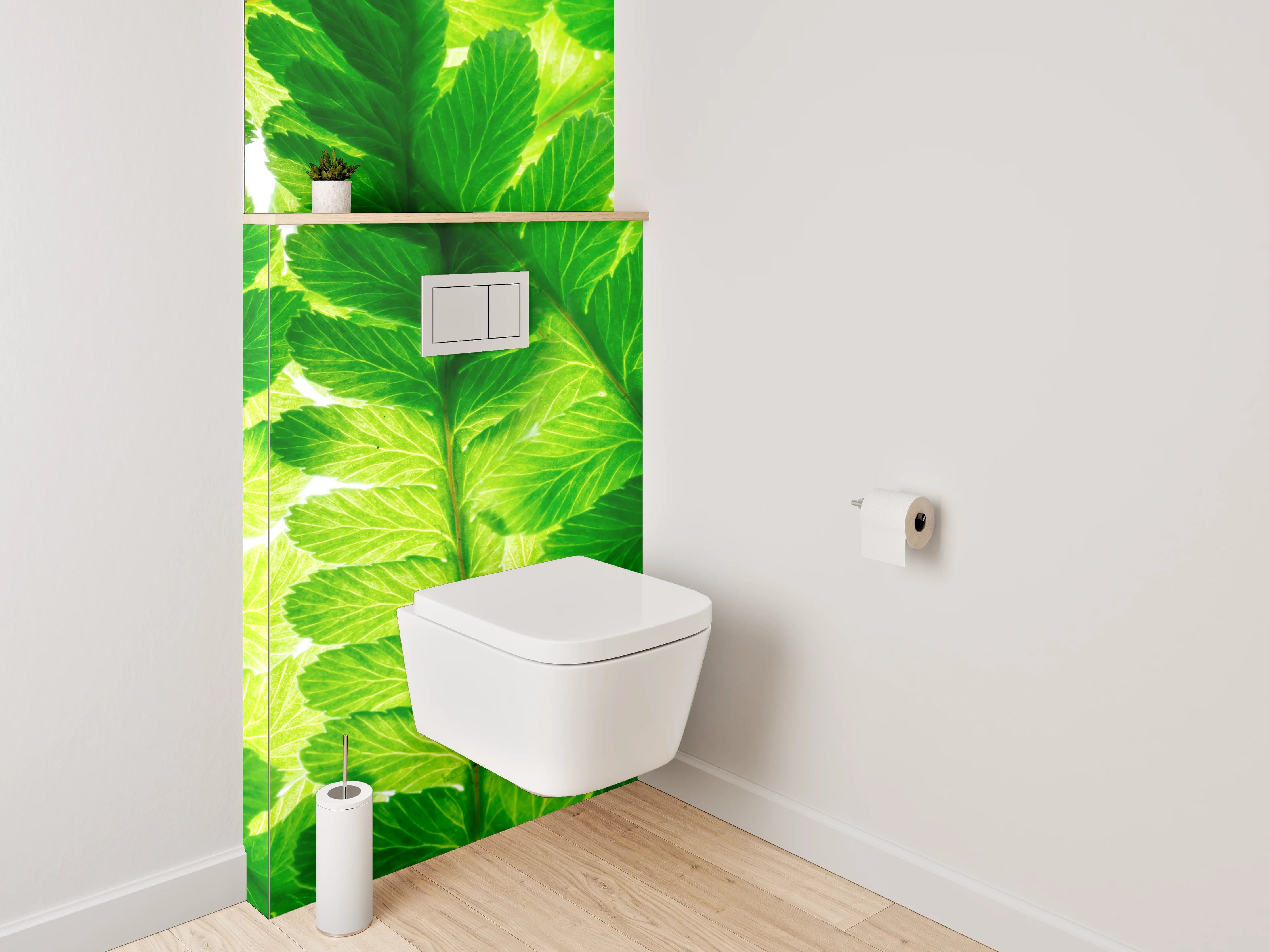 WC-Rückwand - Grüne Farnblätter Naturmuster