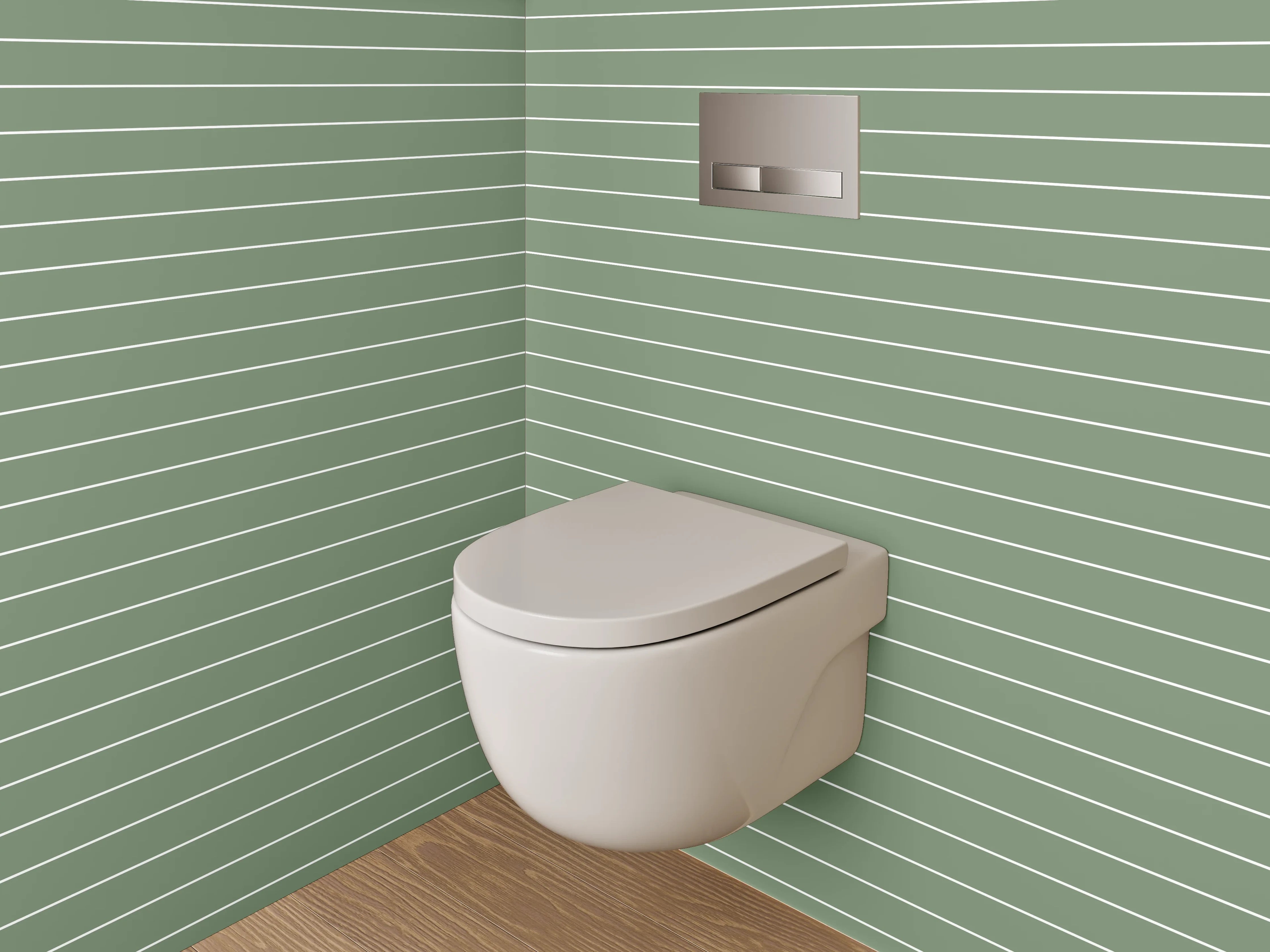 WC-Rückwand - Grüne Linienmuster Tapete modern