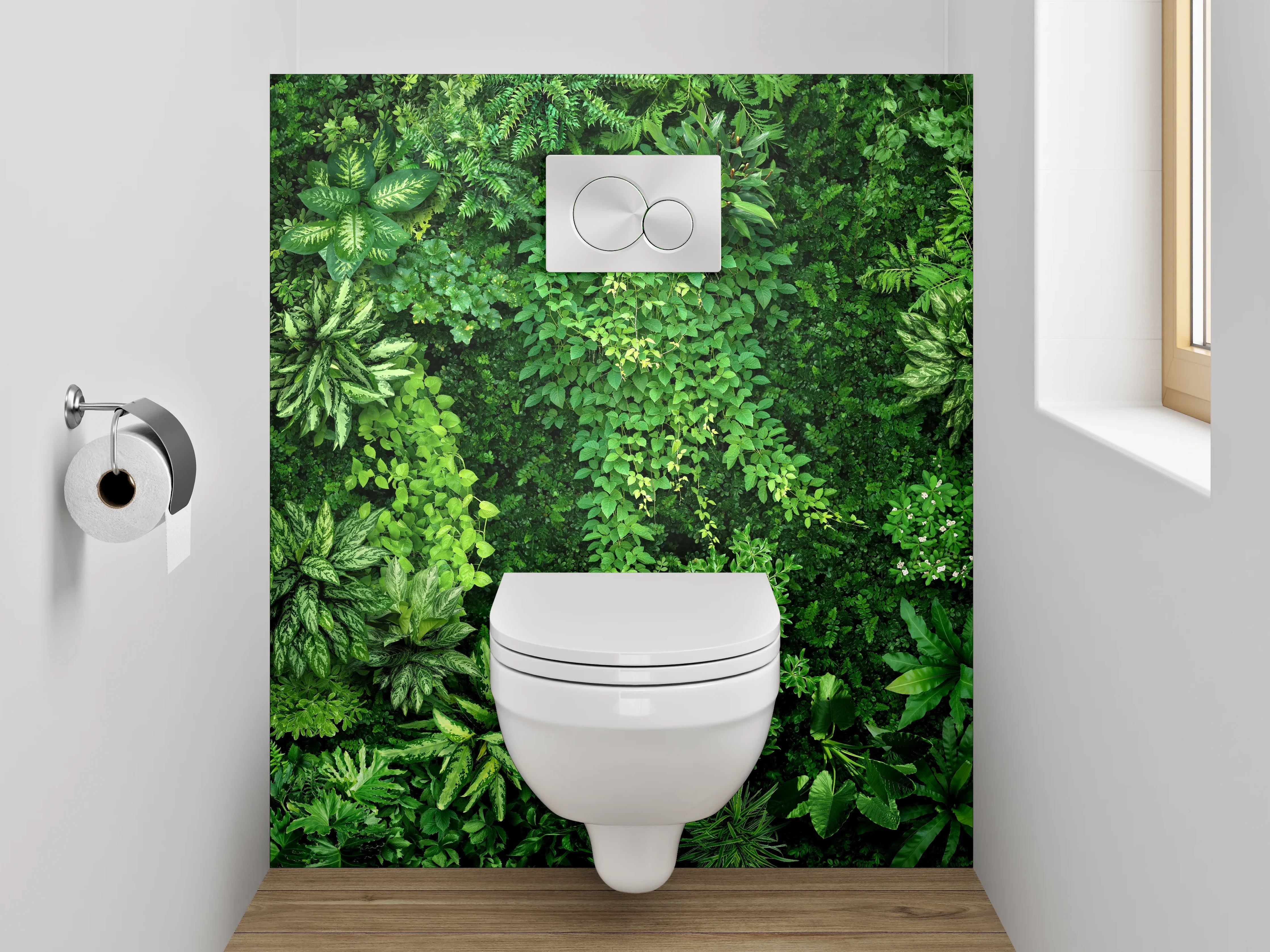 WC-Rückwand - Grüne Natur Pflanzenwand