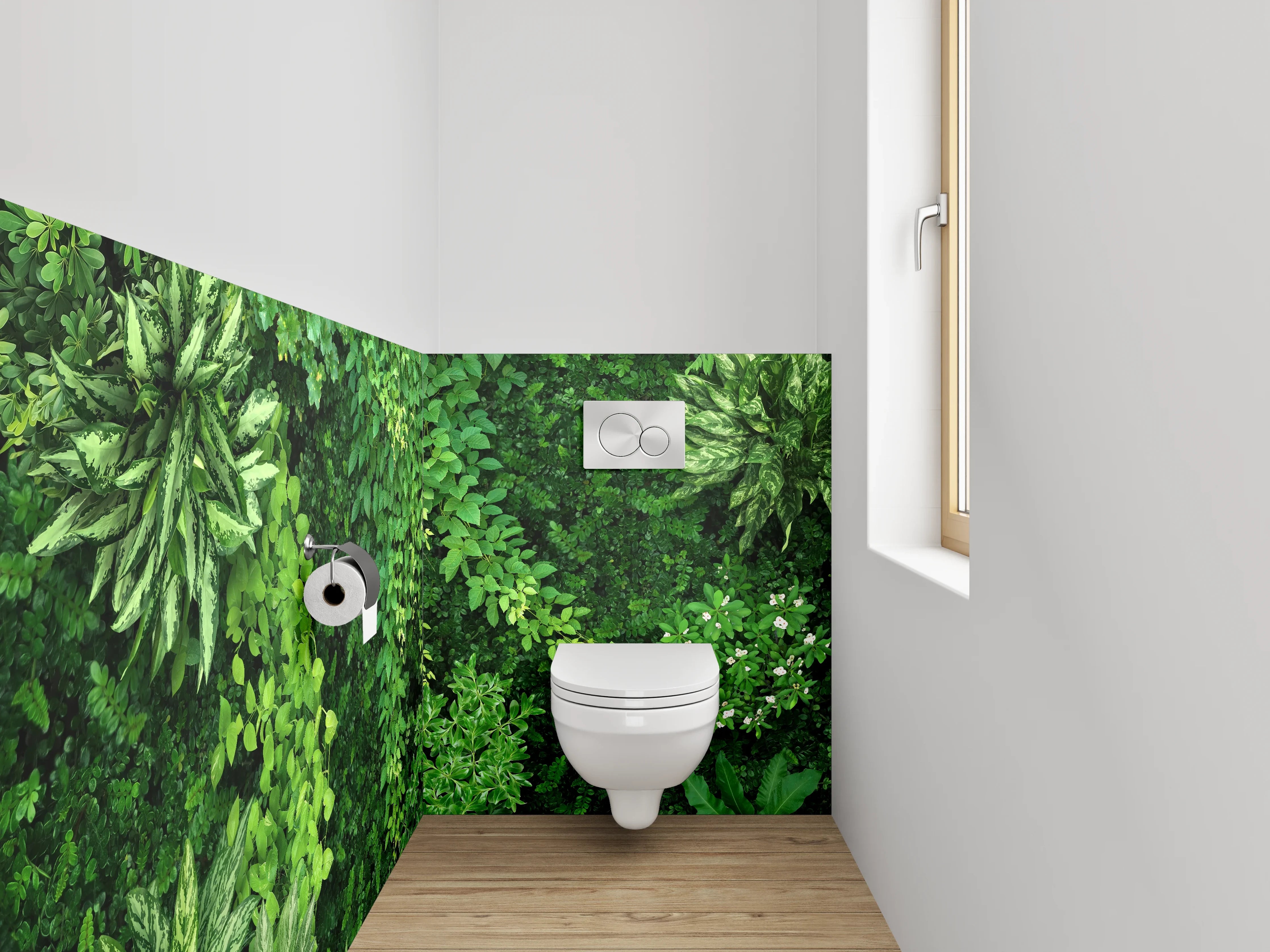 WC-Rückwand - Grüne Natur Pflanzenwand