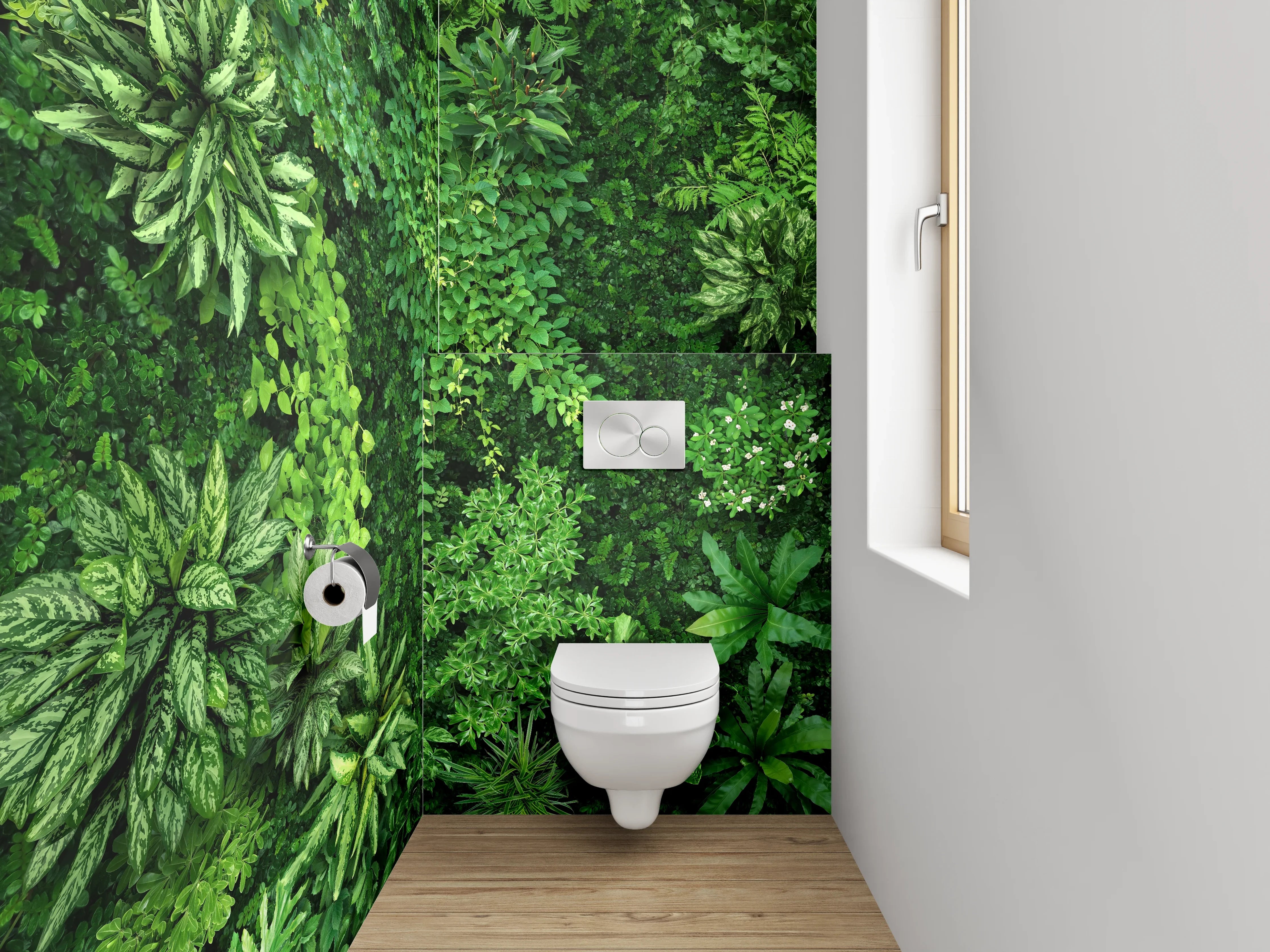 WC-Rückwand - Grüne Natur Pflanzenwand