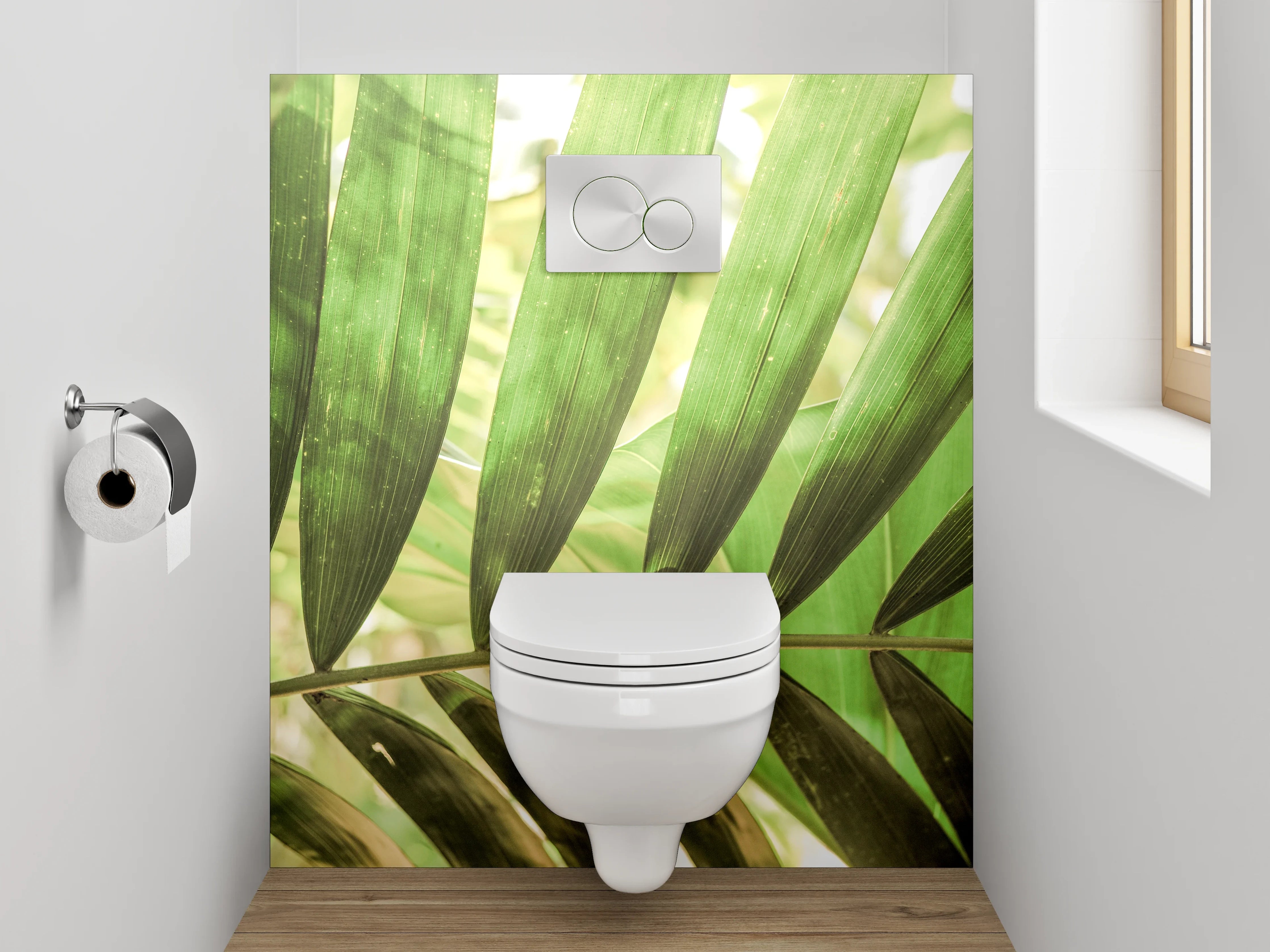 WC-Rückwand - Grüne Palmenblätter Naturmotiv