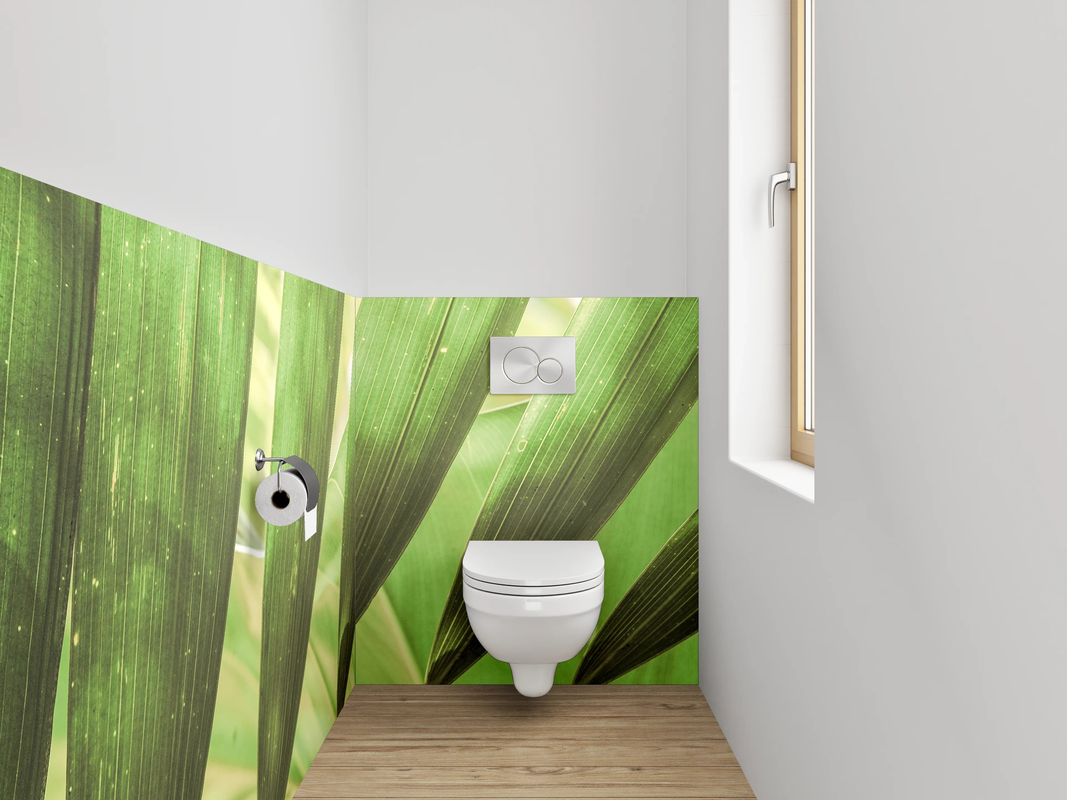 WC-Rückwand - Grüne Palmenblätter Naturmotiv