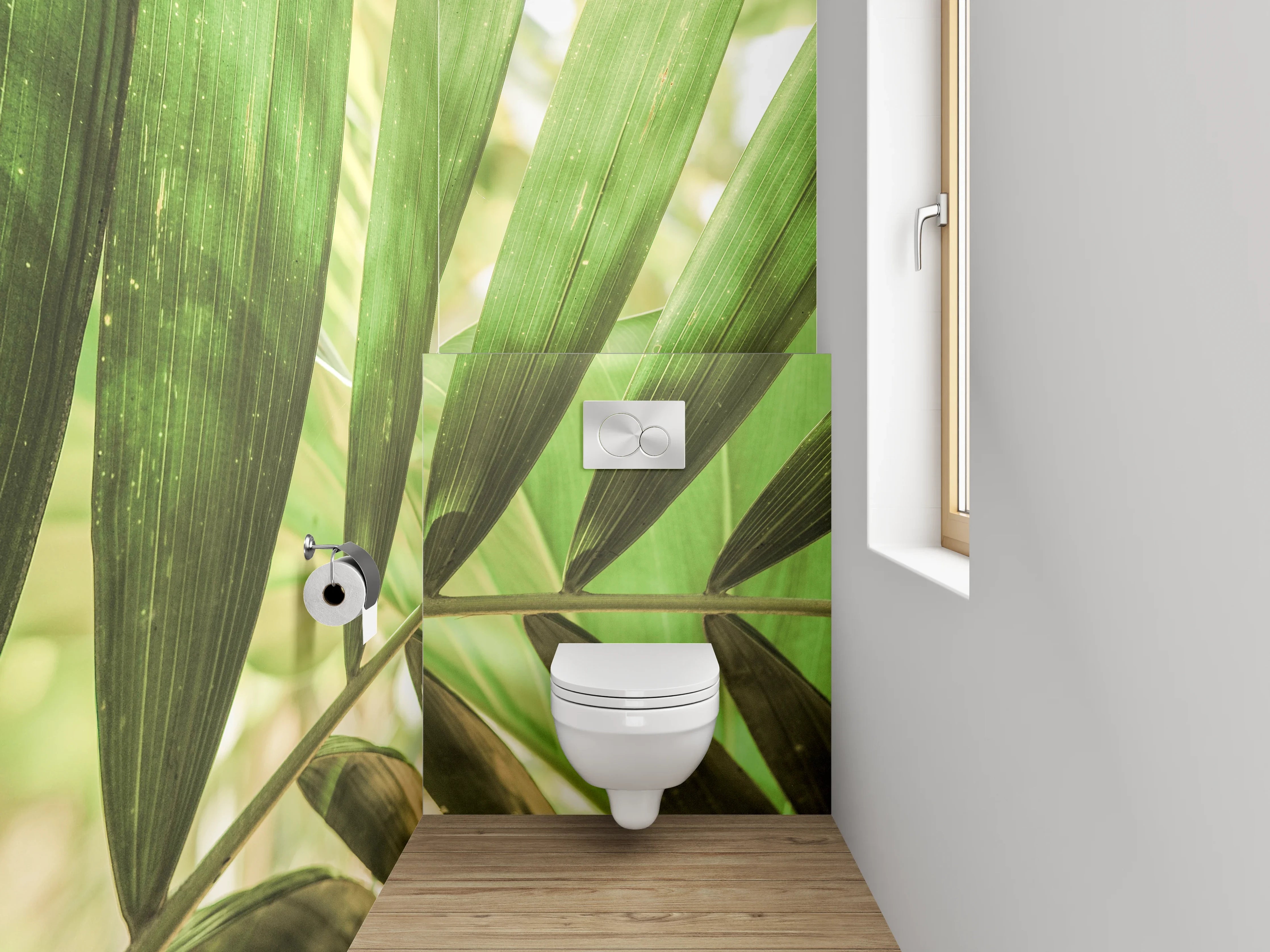 WC-Rückwand - Grüne Palmenblätter Naturmotiv