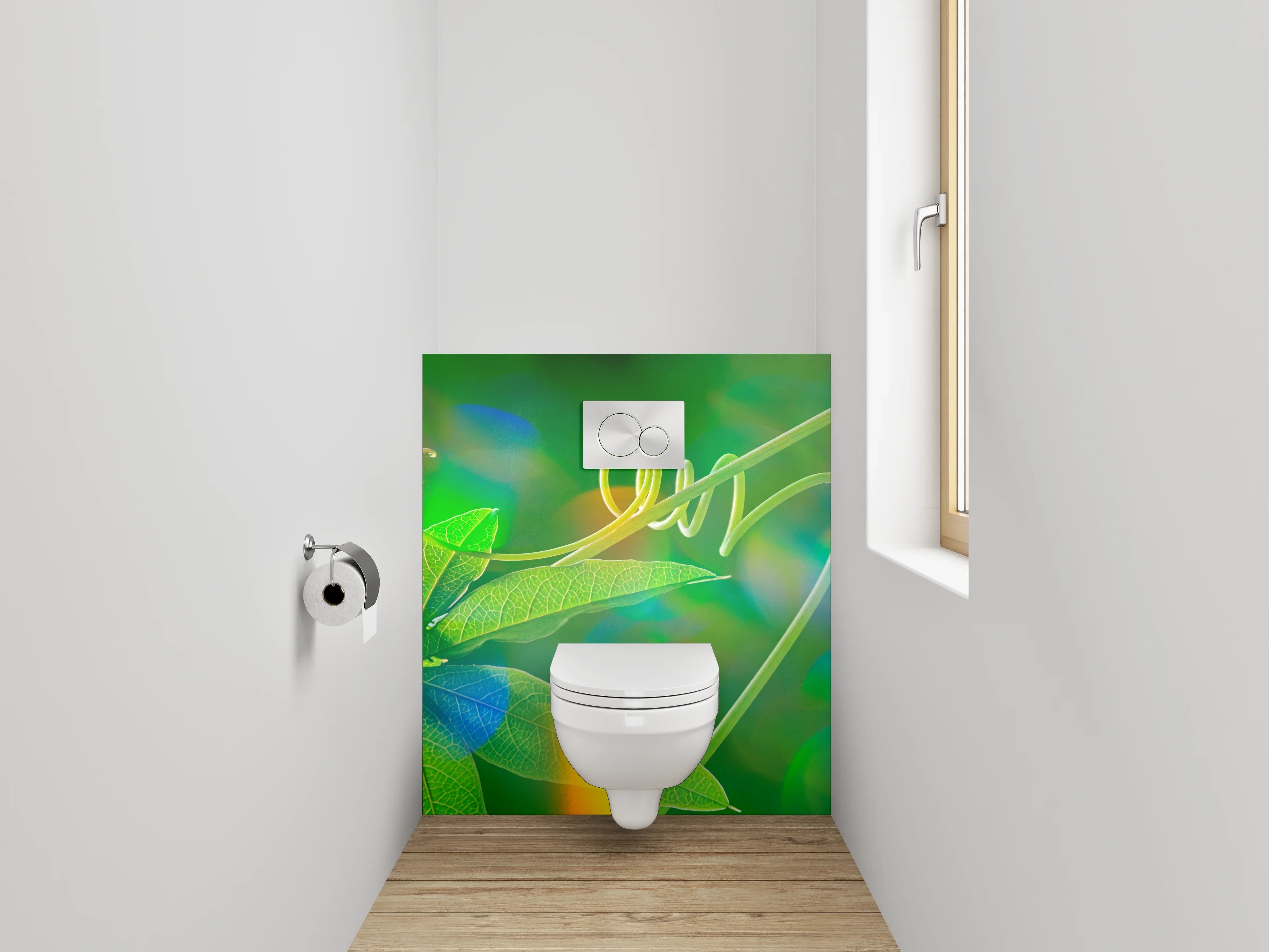 WC-Rückwand - Grüne Pflanzen-Ranke mit Lichtspielen