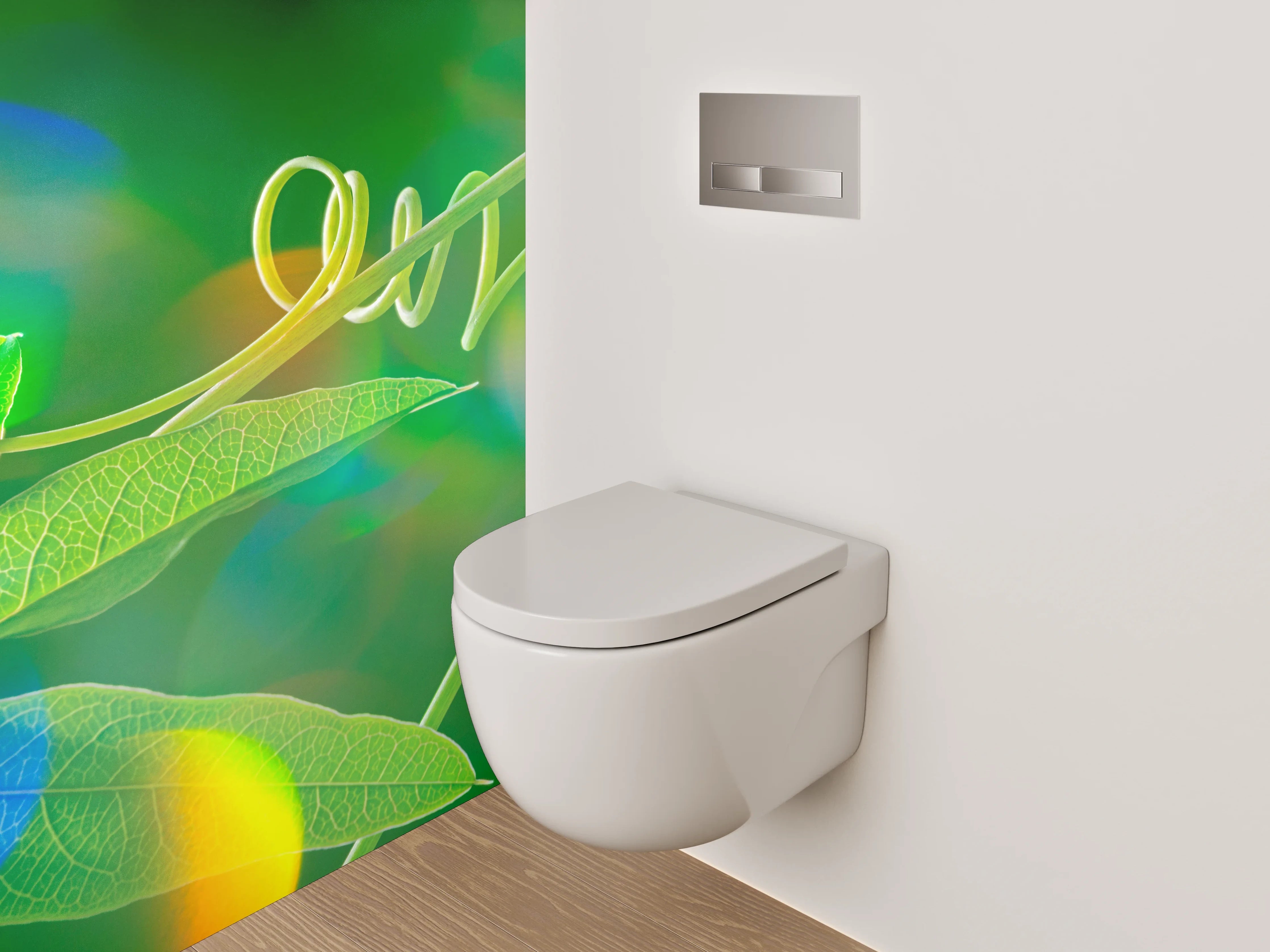 WC-Rückwand - Grüne Pflanzen-Ranke mit Lichtspielen