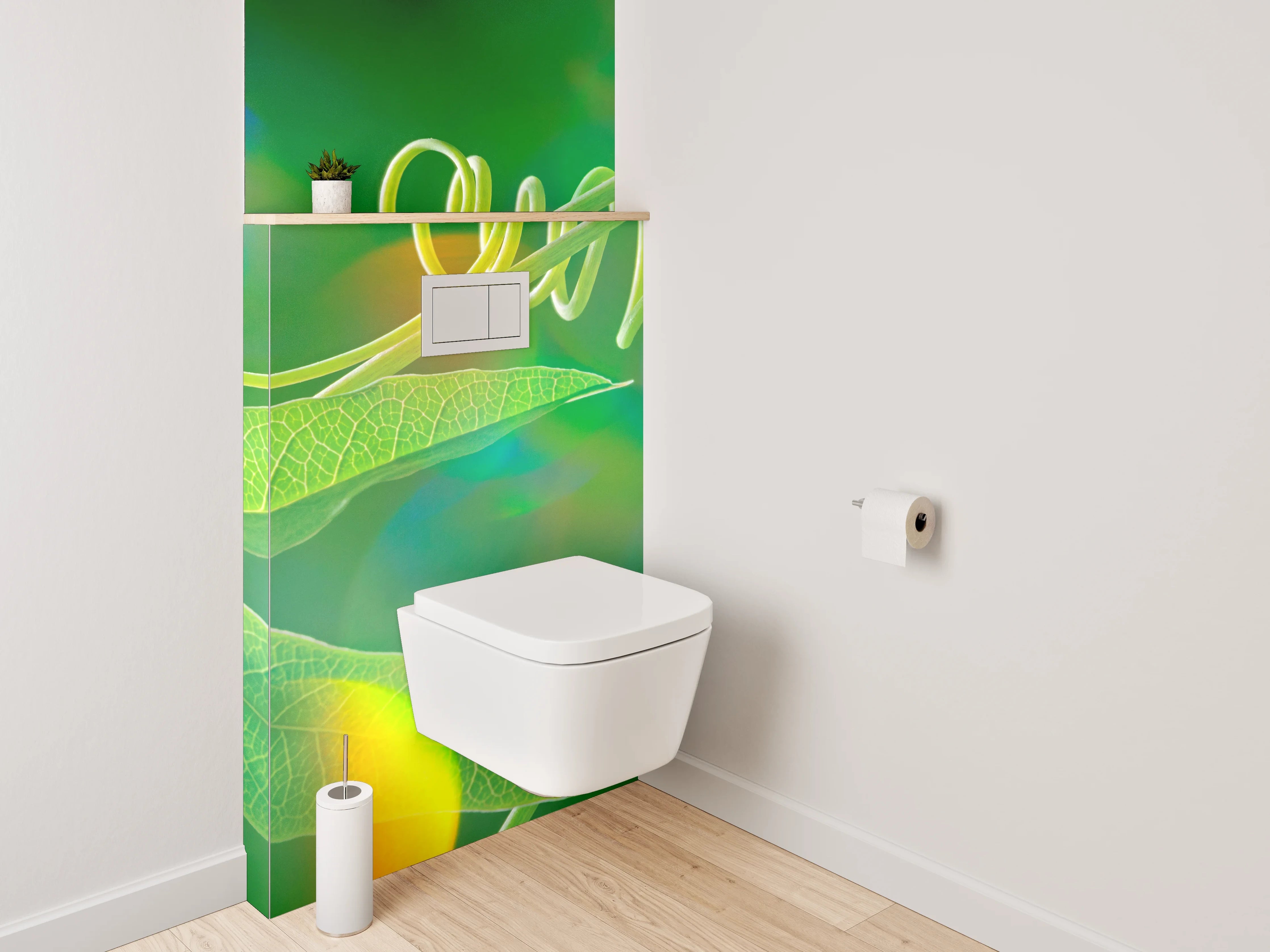 WC-Rückwand - Grüne Pflanzen-Ranke mit Lichtspielen