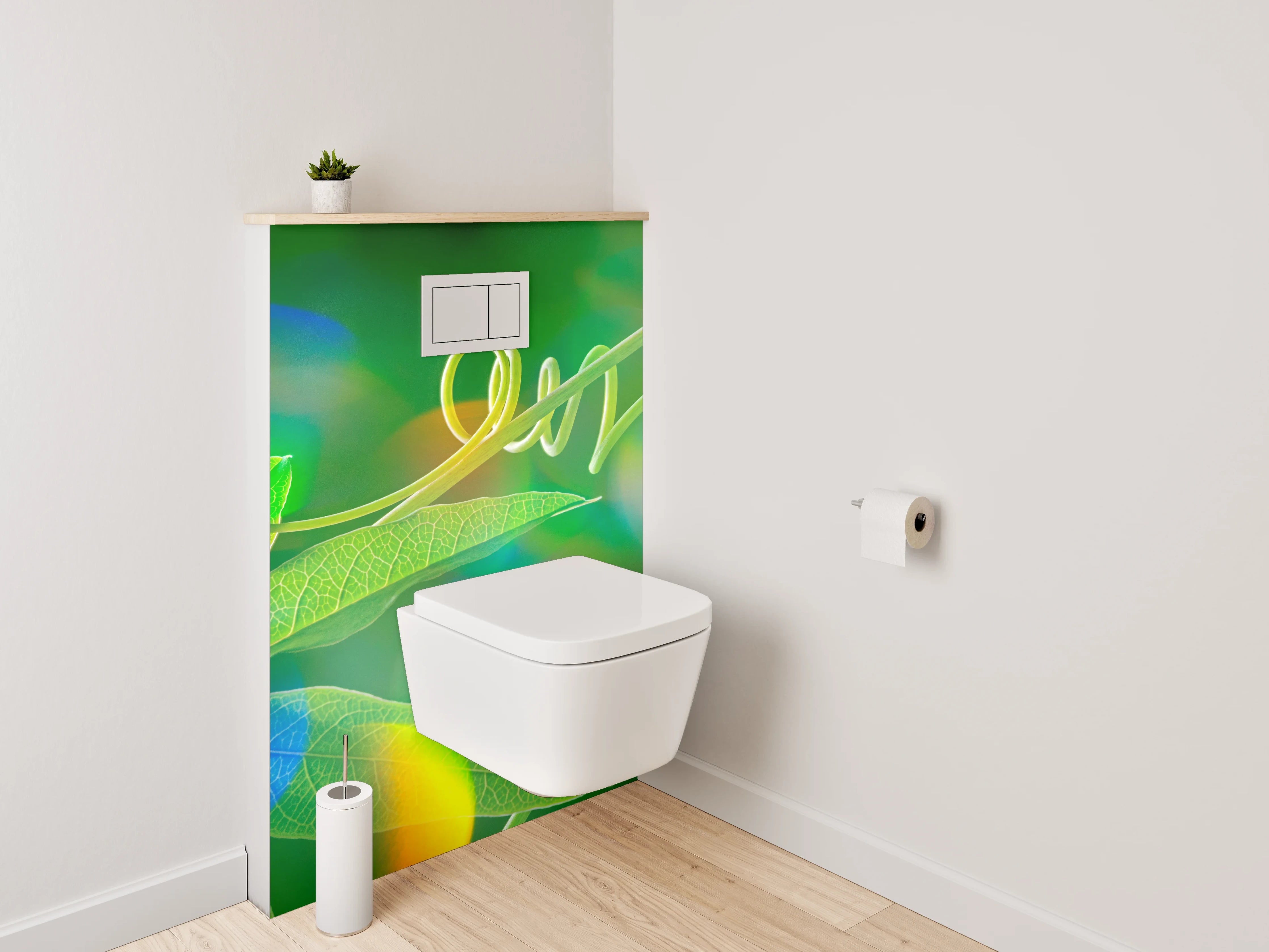 WC-Rückwand - Grüne Pflanzen-Ranke mit Lichtspielen