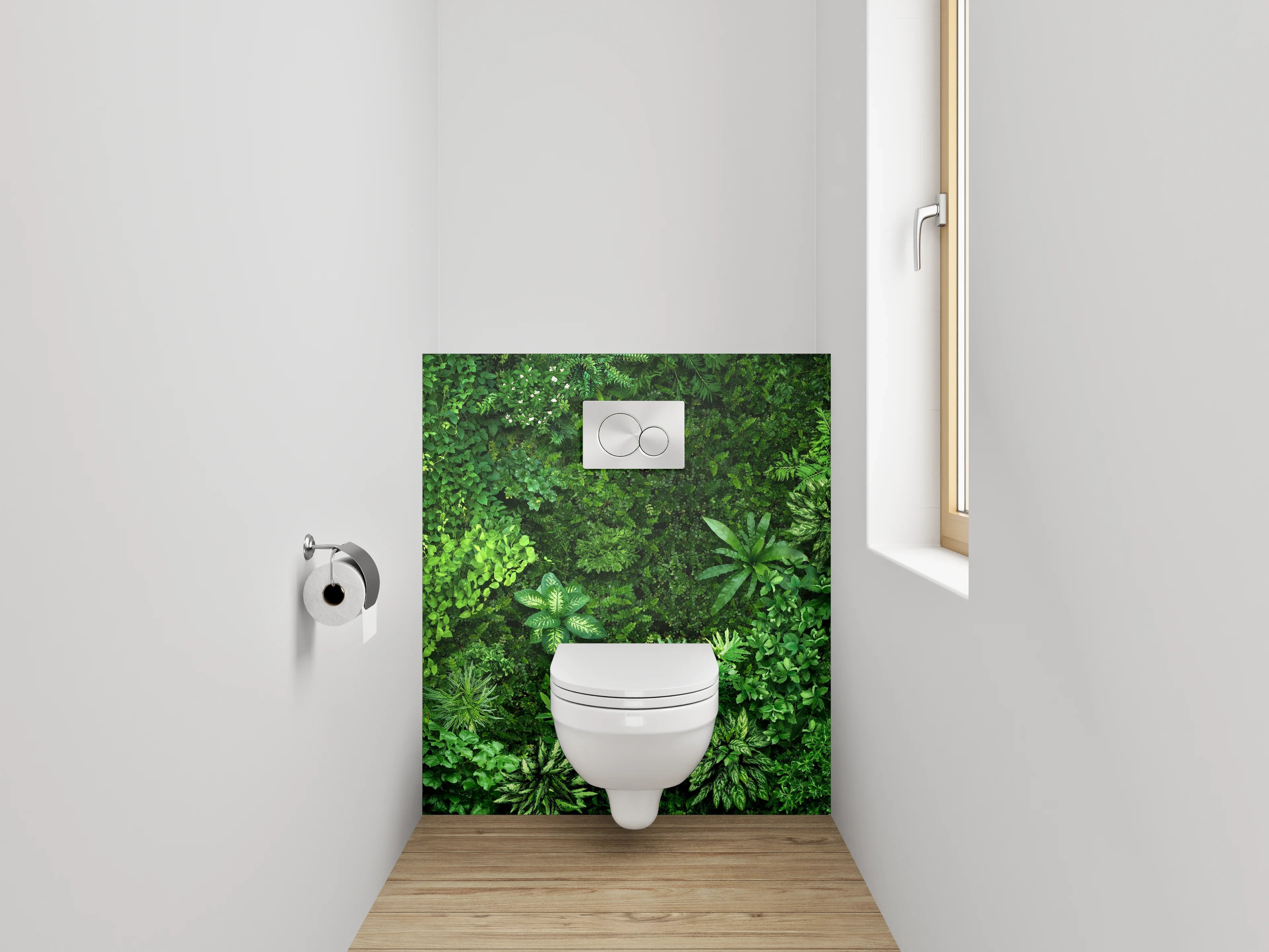 WC-Rückwand - Grüne Pflanzenwand Naturmotiv