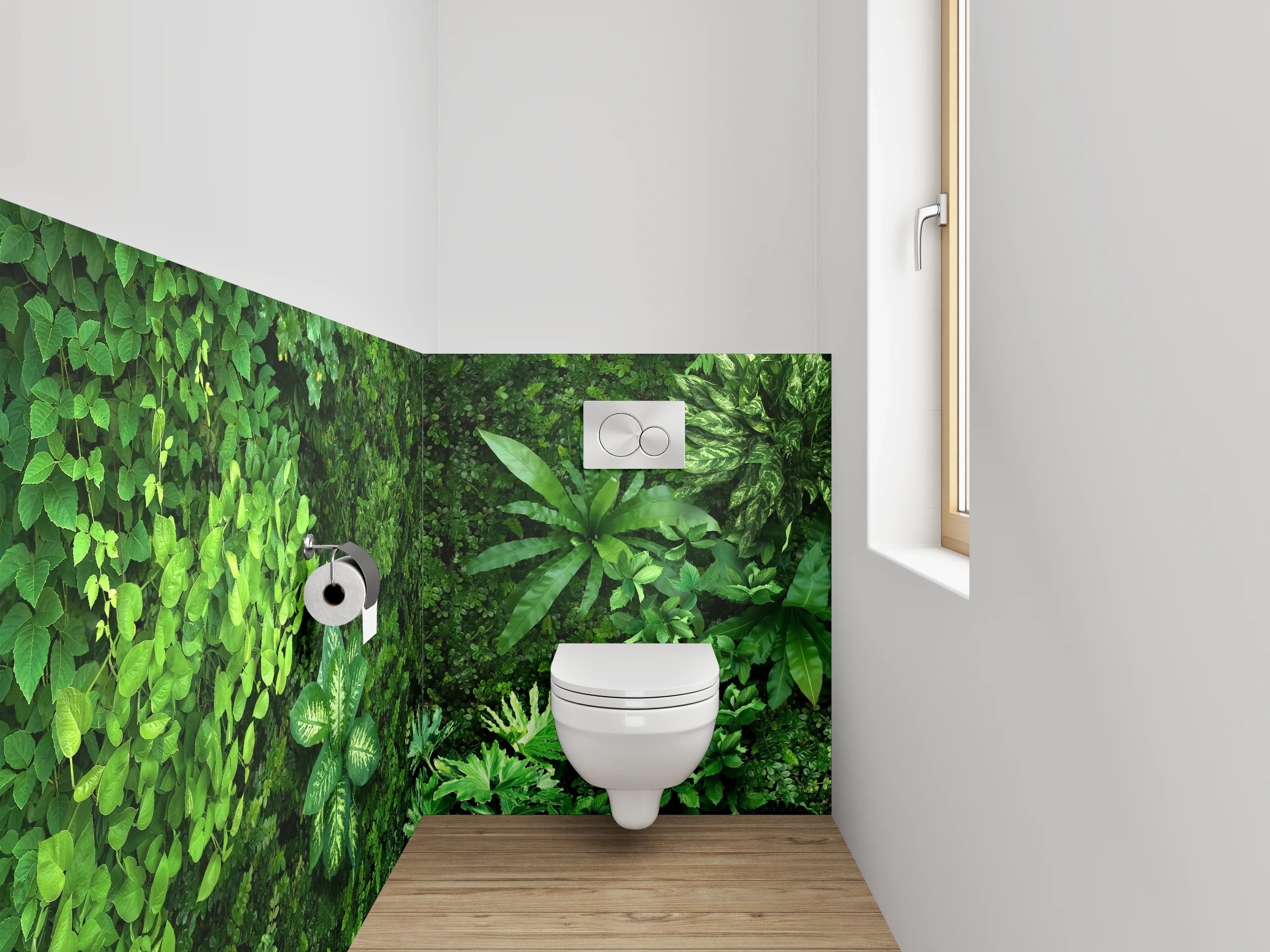 WC-Rückwand - Grüne Pflanzenwand Naturmotiv