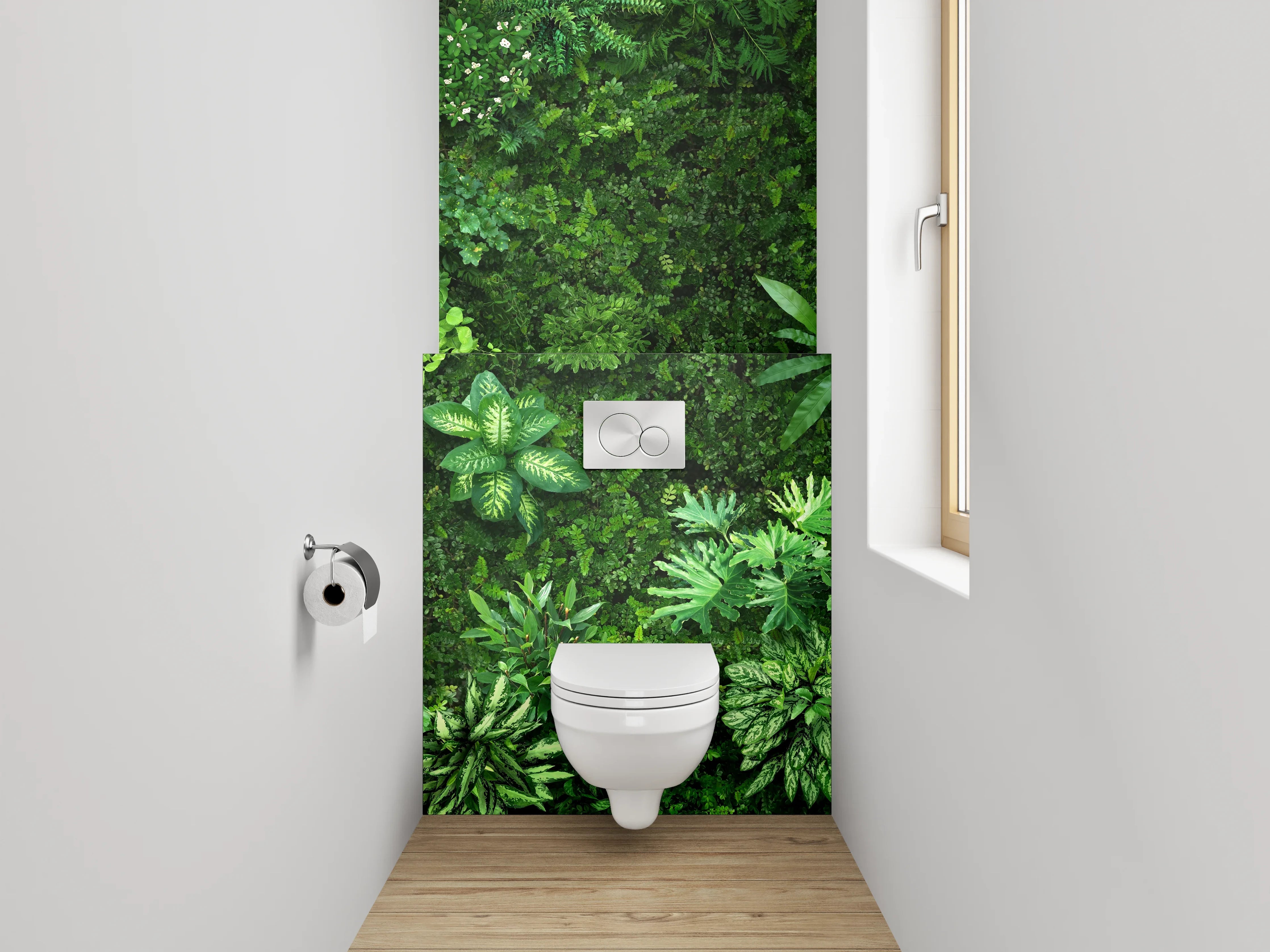 WC-Rückwand - Grüne Pflanzenwand Naturmotiv