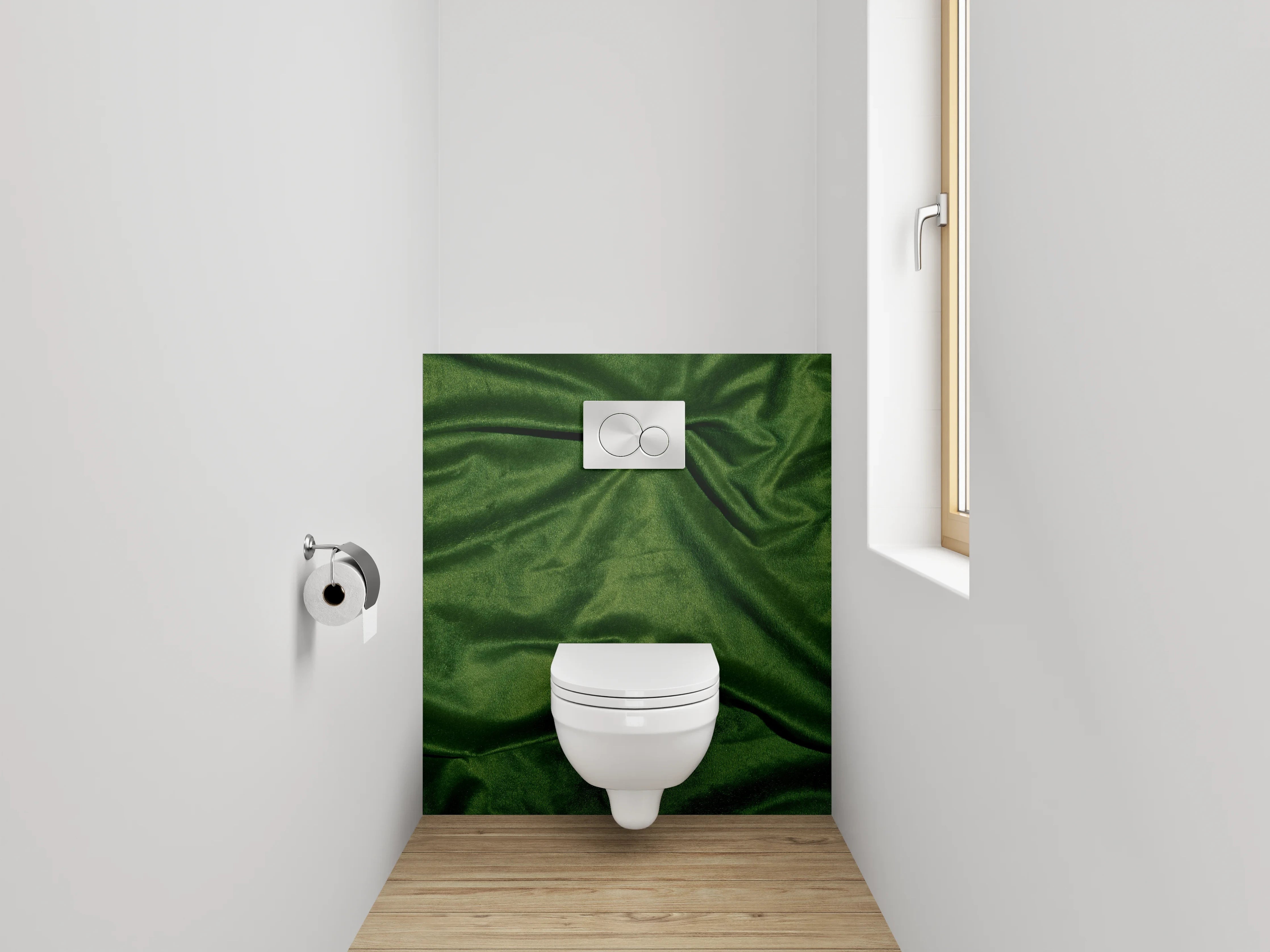 WC-Rückwand - Grüne Samtstoff-Textur