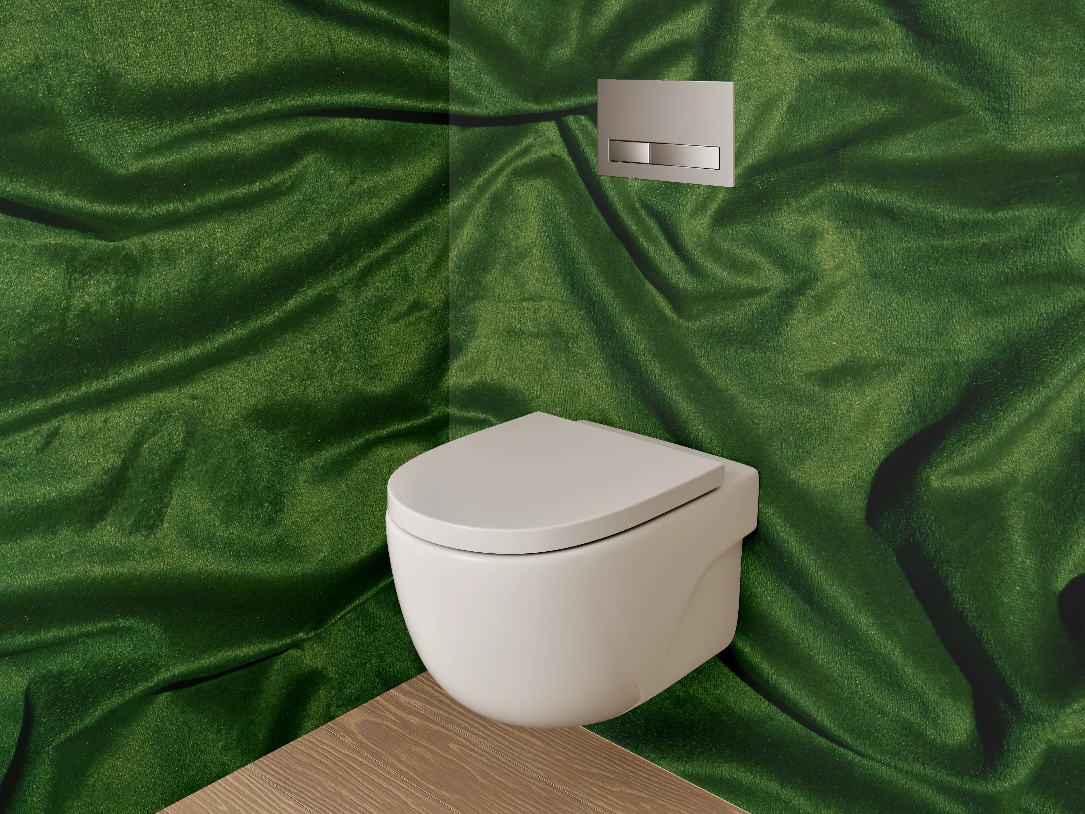 WC-Rückwand - Grüne Samtstoff-Textur