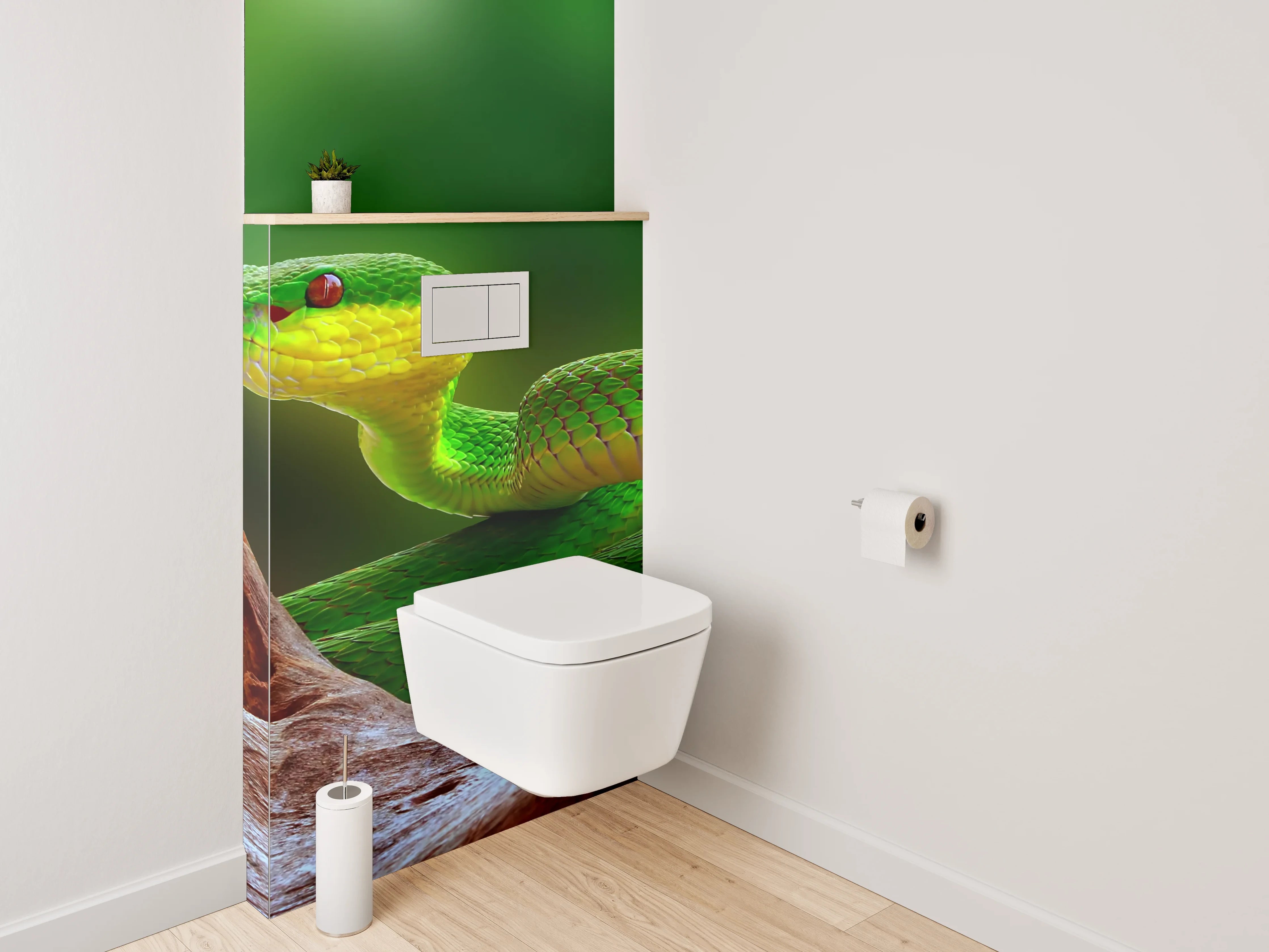 WC-Rückwand - Grüne Schlange auf Ast – Natur-Motiv