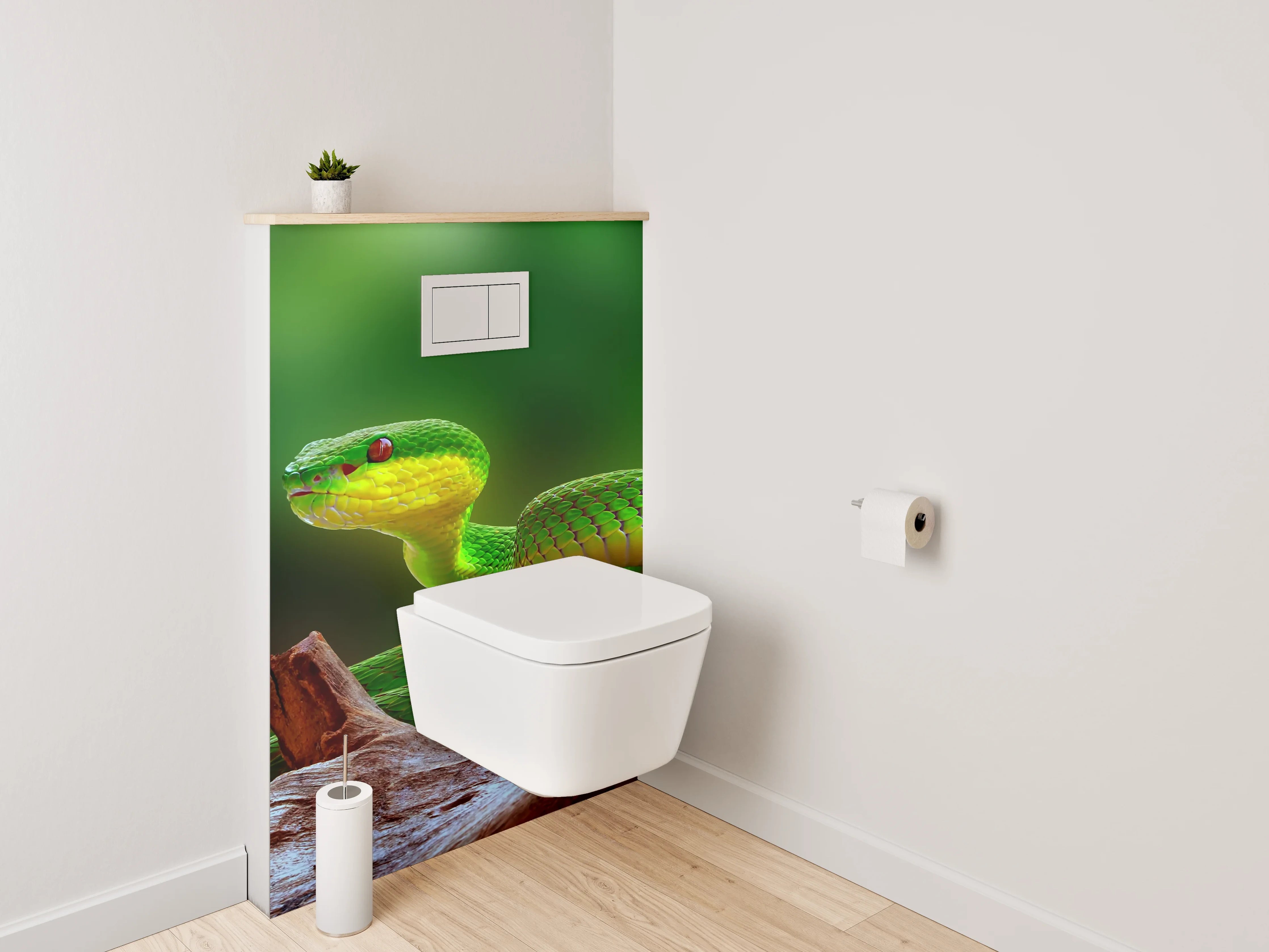 WC-Rückwand - Grüne Schlange auf Ast – Natur-Motiv